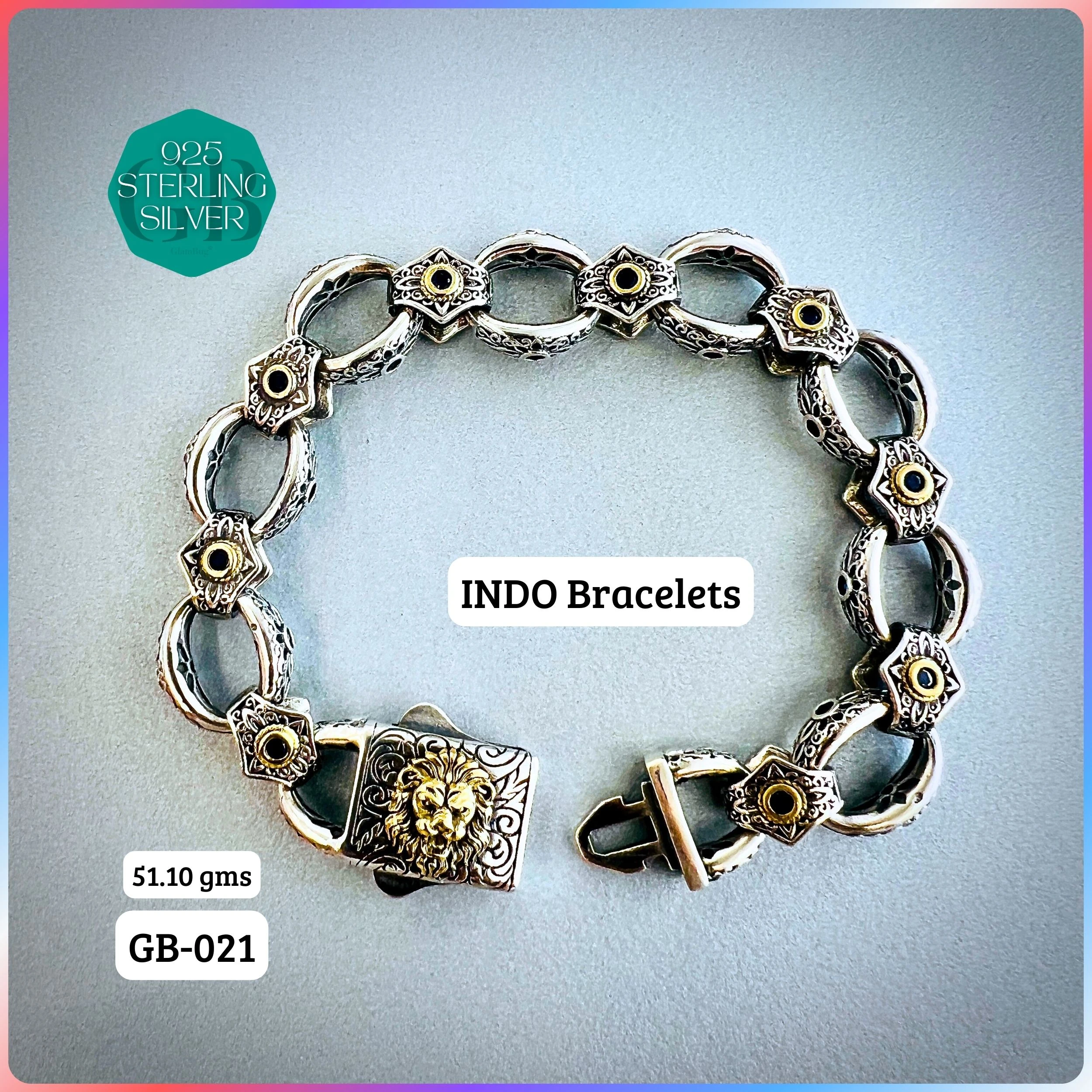 INDO BRACELETS - Premium 925 Silver Jewellery - SKU: GB-021-003 - Hyderabad Silver Importers
