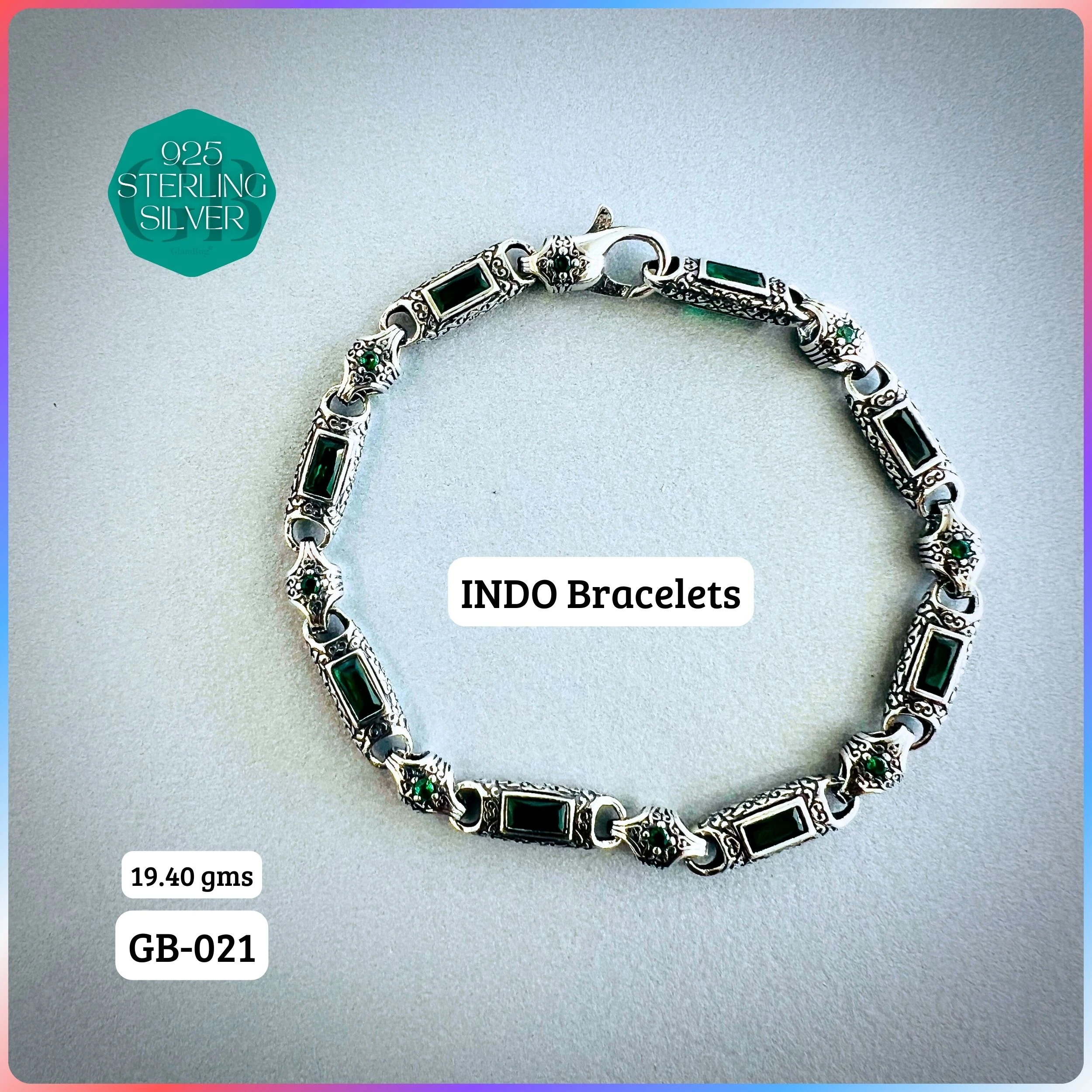 INDO BRACELETS - Premium 925 Silver Jewellery - SKU: GB-021-007 - Hyderabad Silver Importers