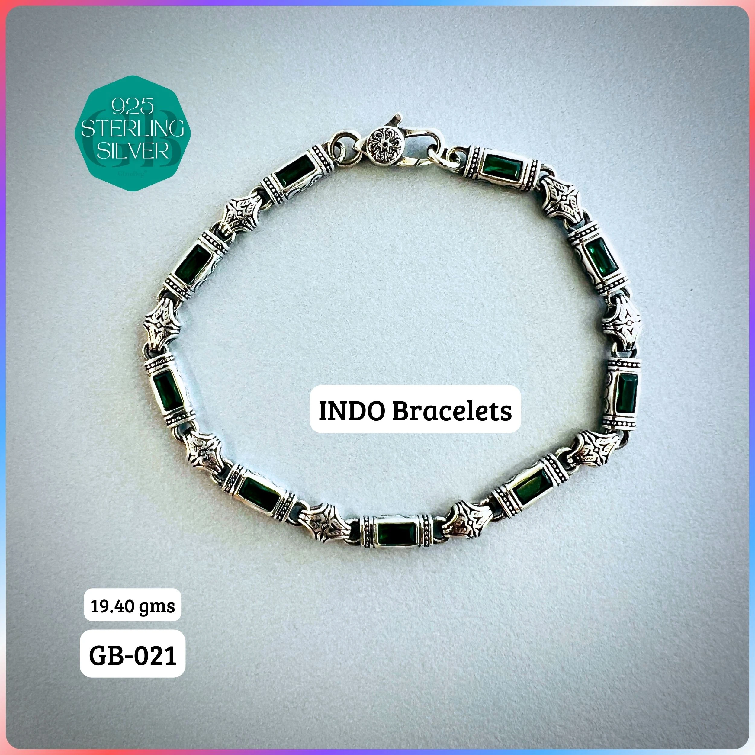 INDO BRACELETS - Premium 925 Silver Jewellery - SKU: GB-021-008 - Hyderabad Silver Importers