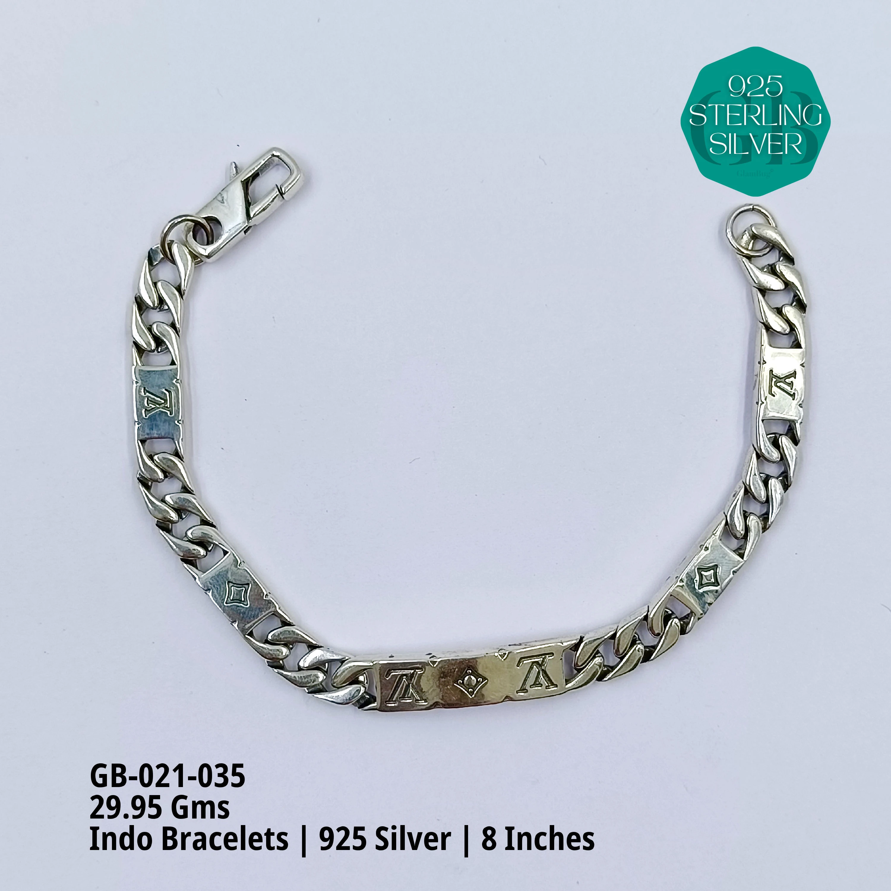 INDO BRACELETS - Premium 925 Silver Jewellery - SKU: GB-021-035 - Hyderabad Silver Importers