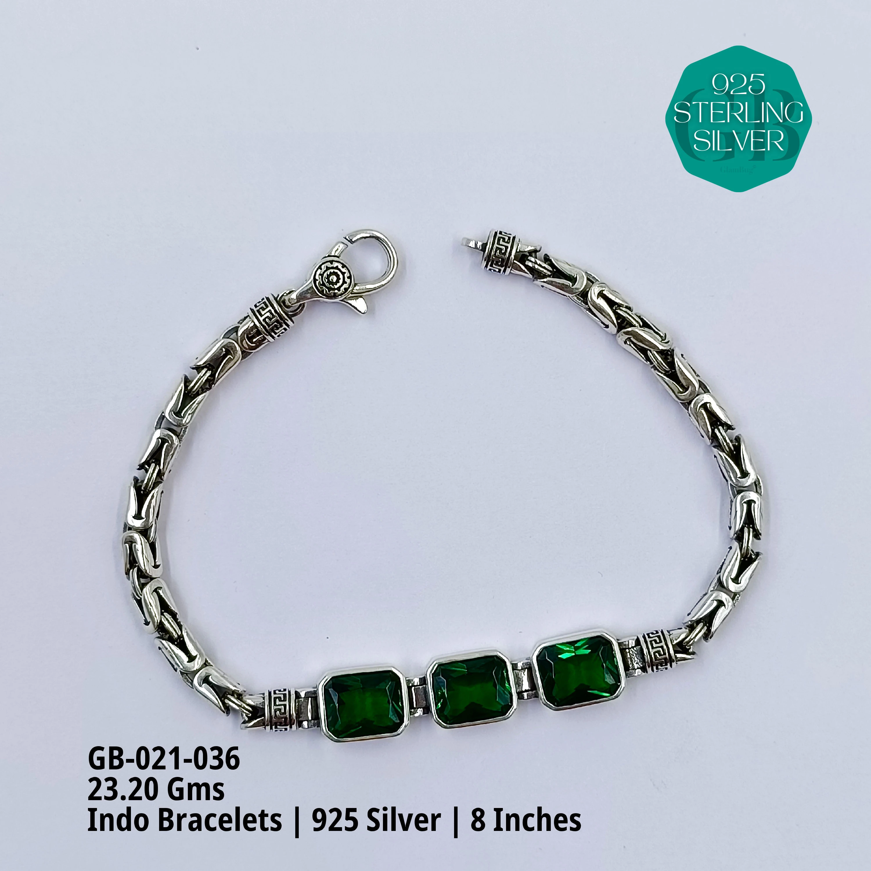 INDO BRACELETS - Premium 925 Silver Jewellery - SKU: GB-021-036 - Hyderabad Silver Importers