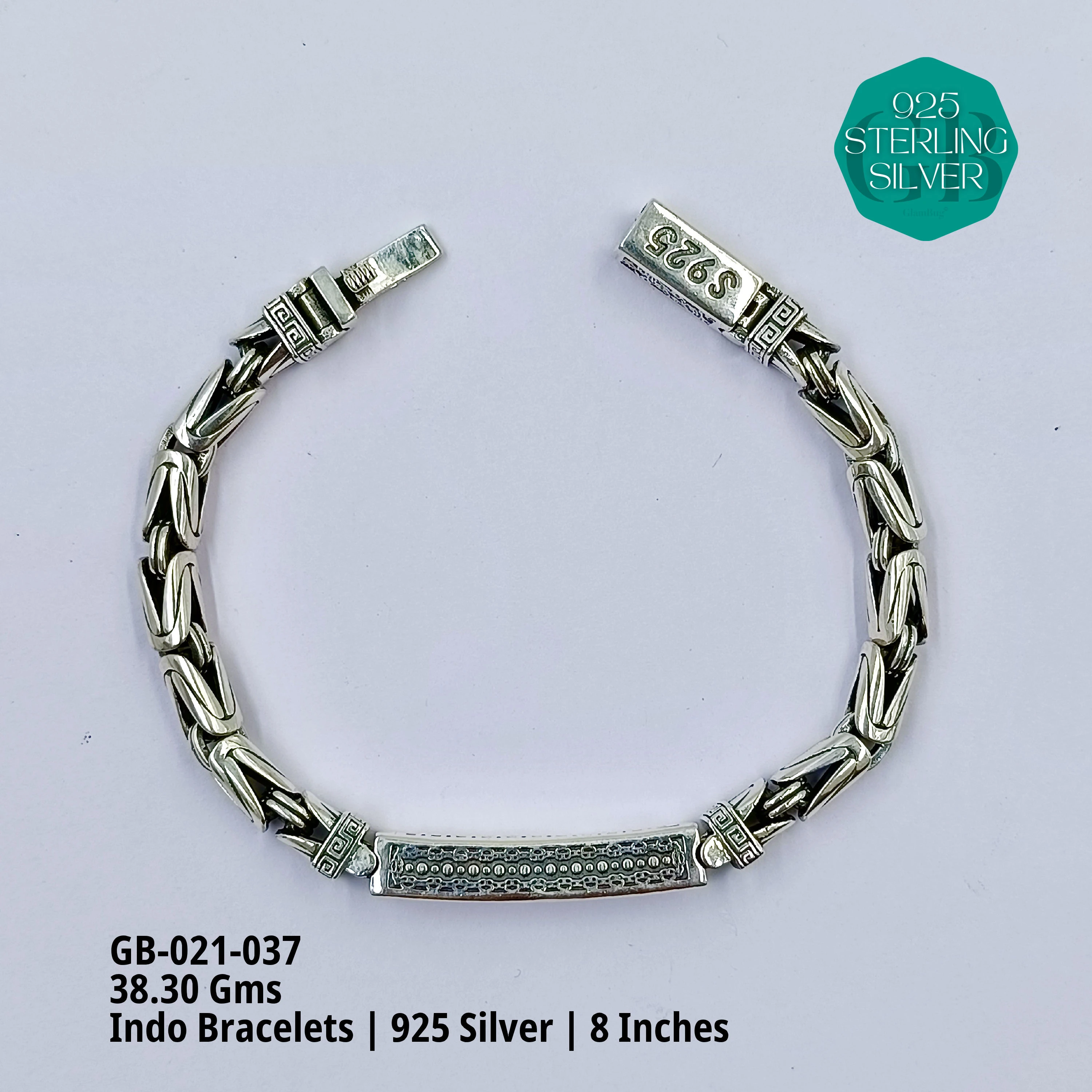 INDO BRACELETS - Premium 925 Silver Jewellery - SKU: GB-021-037 - Hyderabad Silver Importers