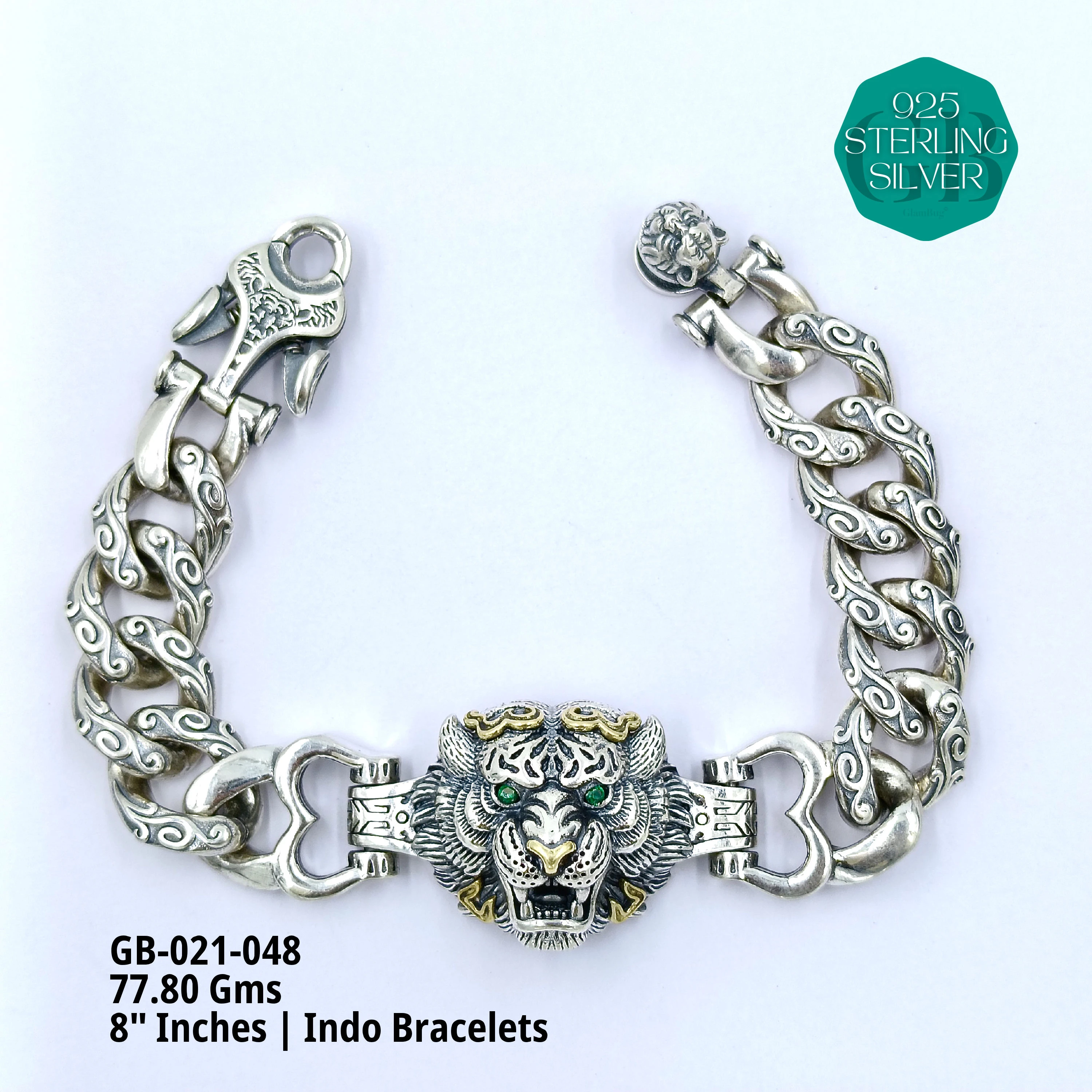 INDO BRACELETS - Premium 925 Silver Jewellery - SKU: GB-021-048 - Hyderabad Silver Importers