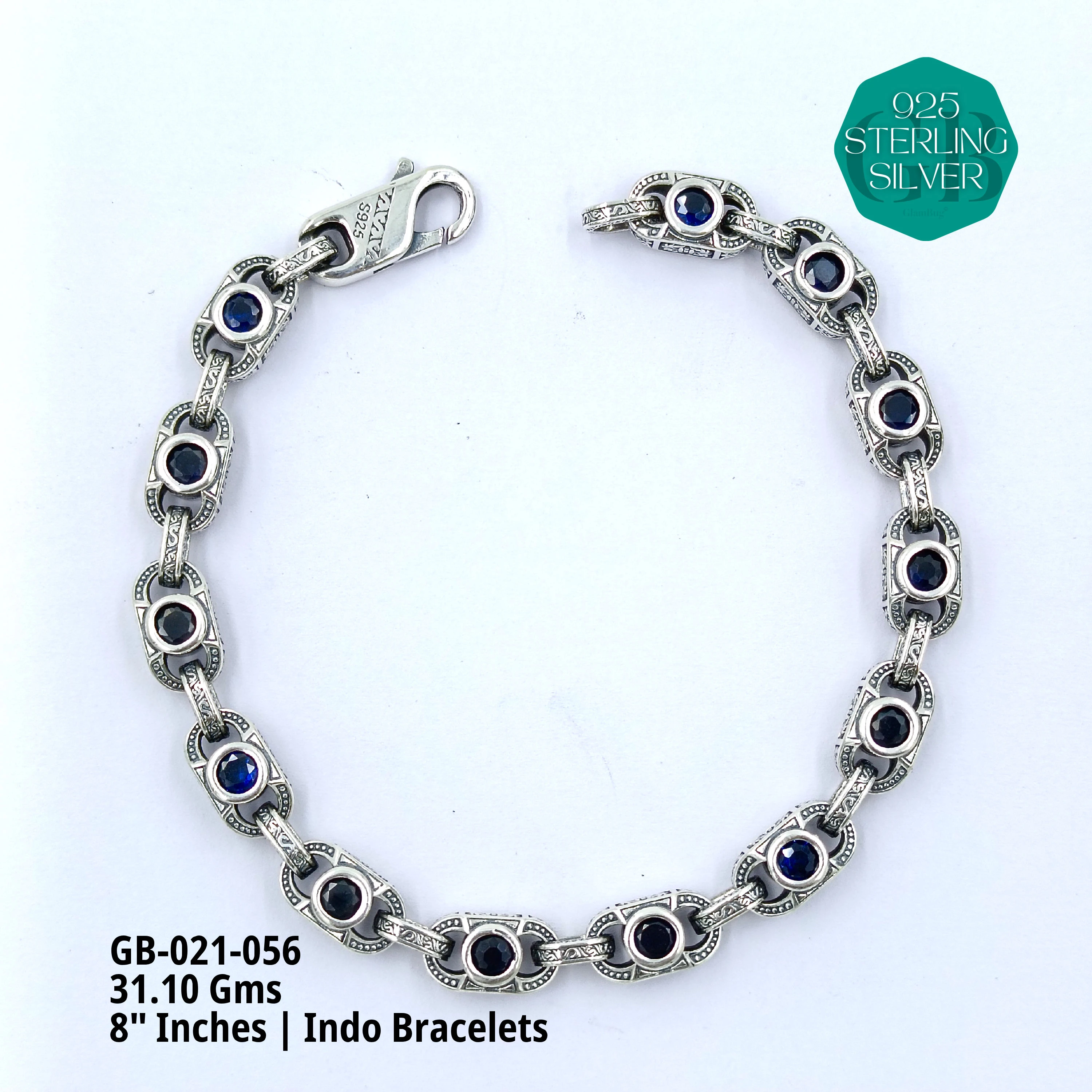 INDO BRACELETS - Premium 925 Silver Jewellery - SKU: GB-021-056 - Hyderabad Silver Importers