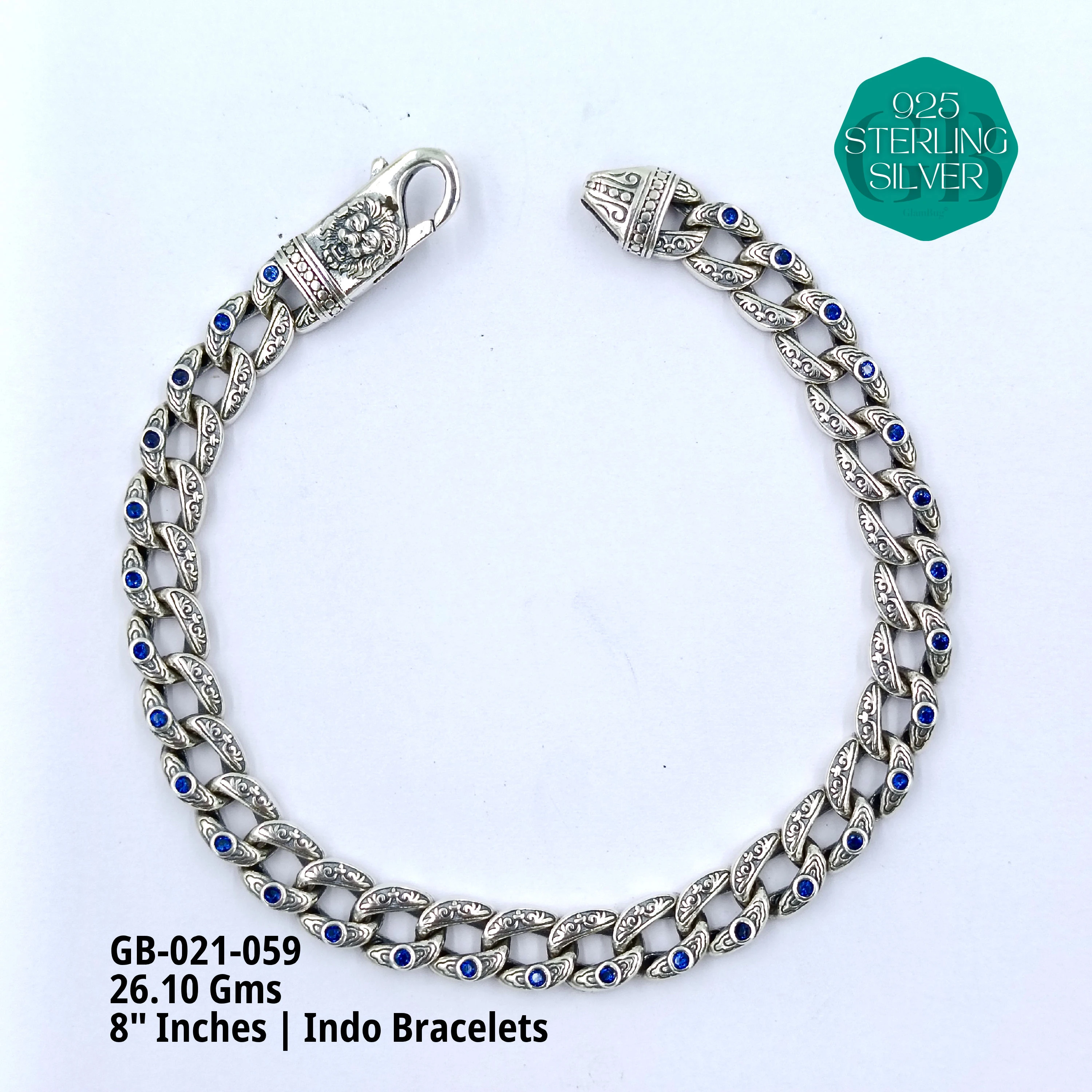 INDO BRACELETS - Premium 925 Silver Jewellery - SKU: GB-021-059 - Hyderabad Silver Importers