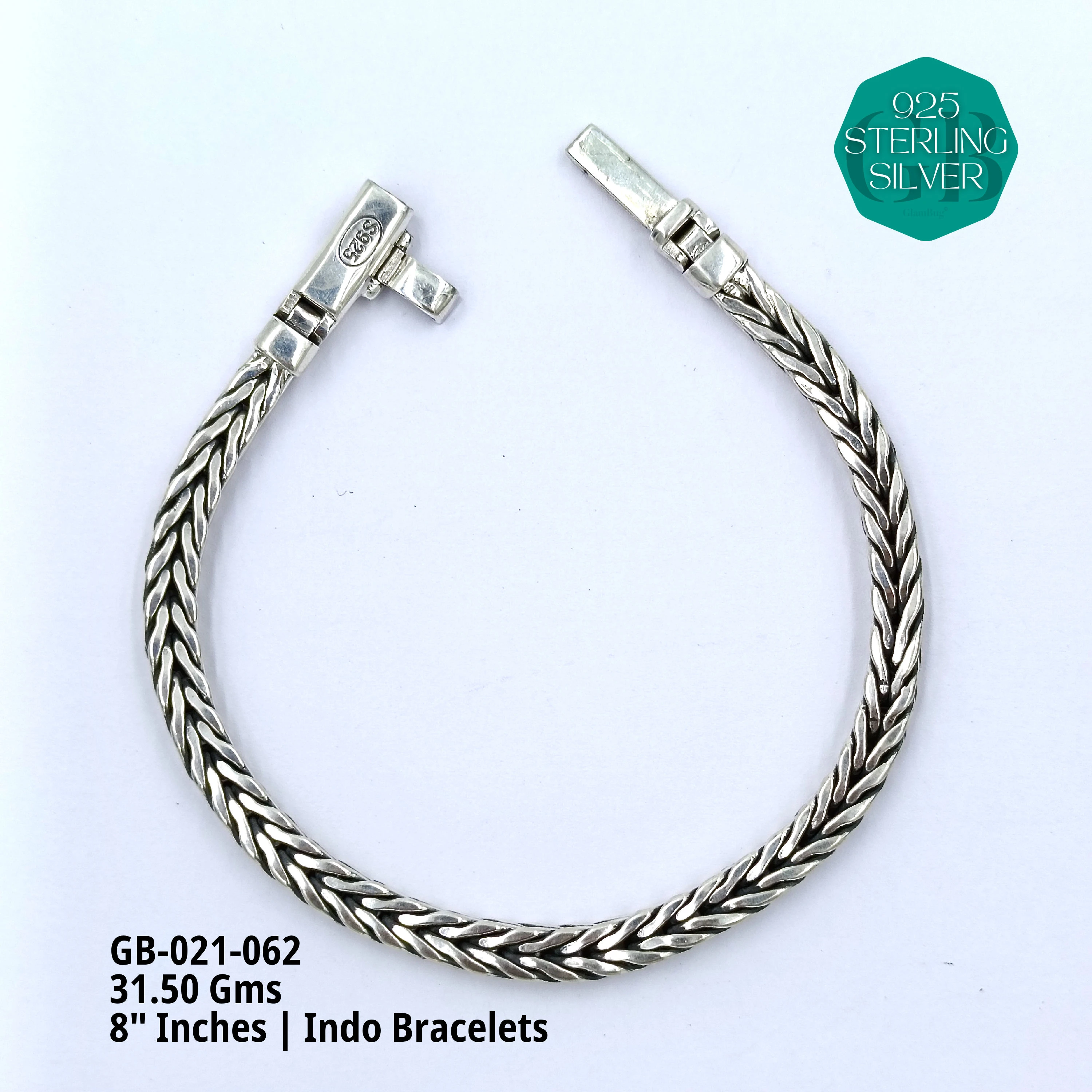 INDO BRACELETS - Premium 925 Silver Jewellery - SKU: GB-021-062 - Hyderabad Silver Importers