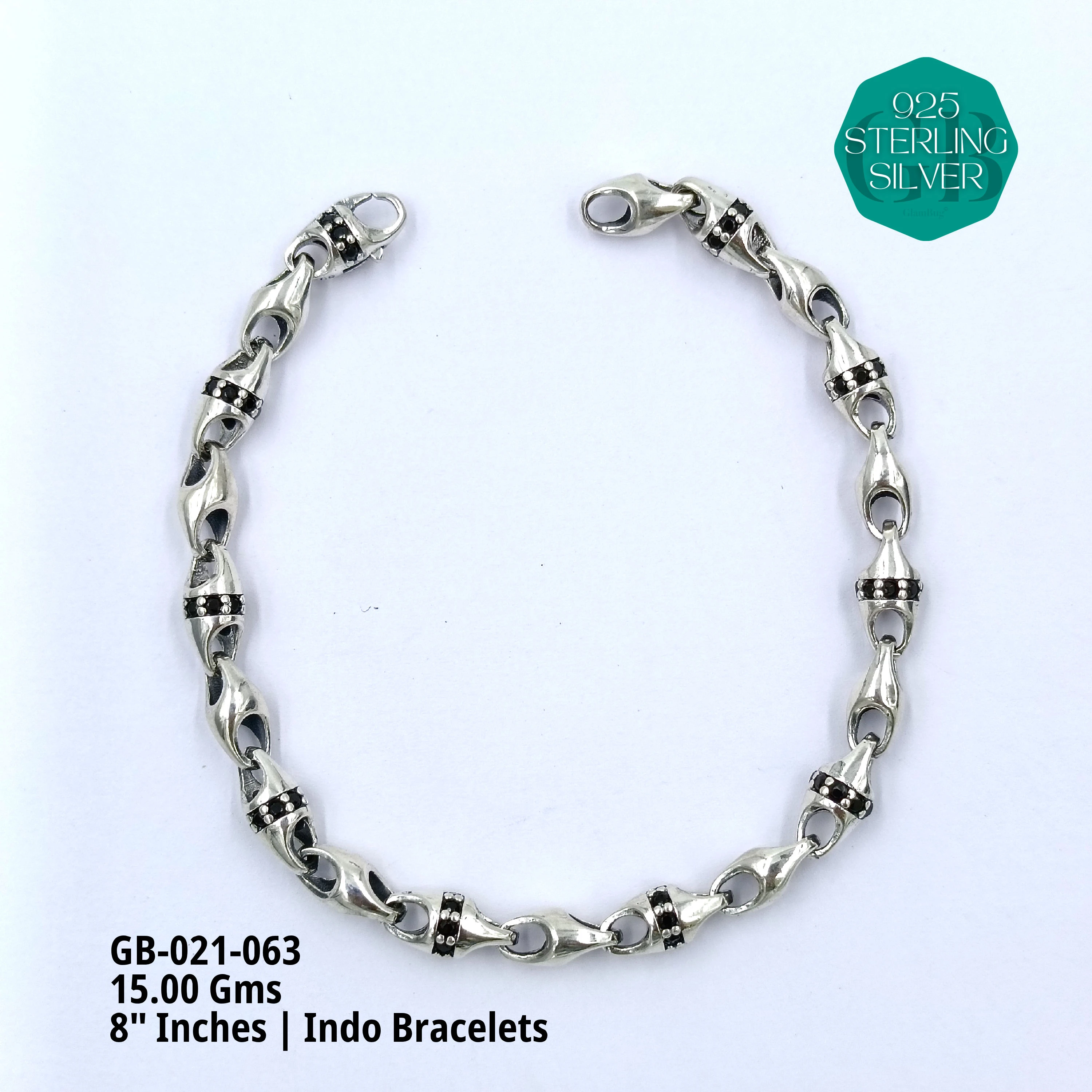 INDO BRACELETS - Premium 925 Silver Jewellery - SKU: GB-021-063 - Hyderabad Silver Importers