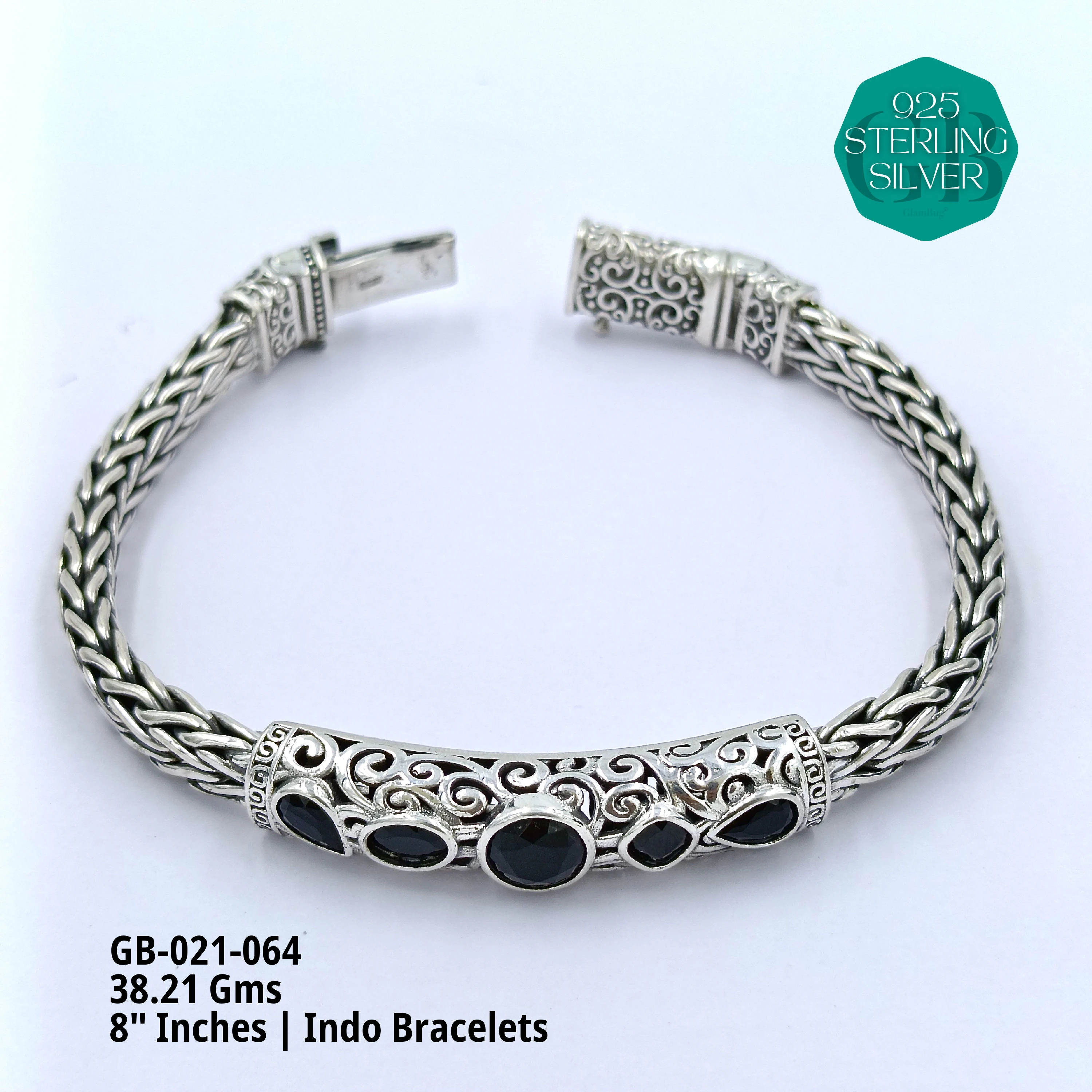 INDO BRACELETS - Premium 925 Silver Jewellery - SKU: GB-021-064 - Hyderabad Silver Importers