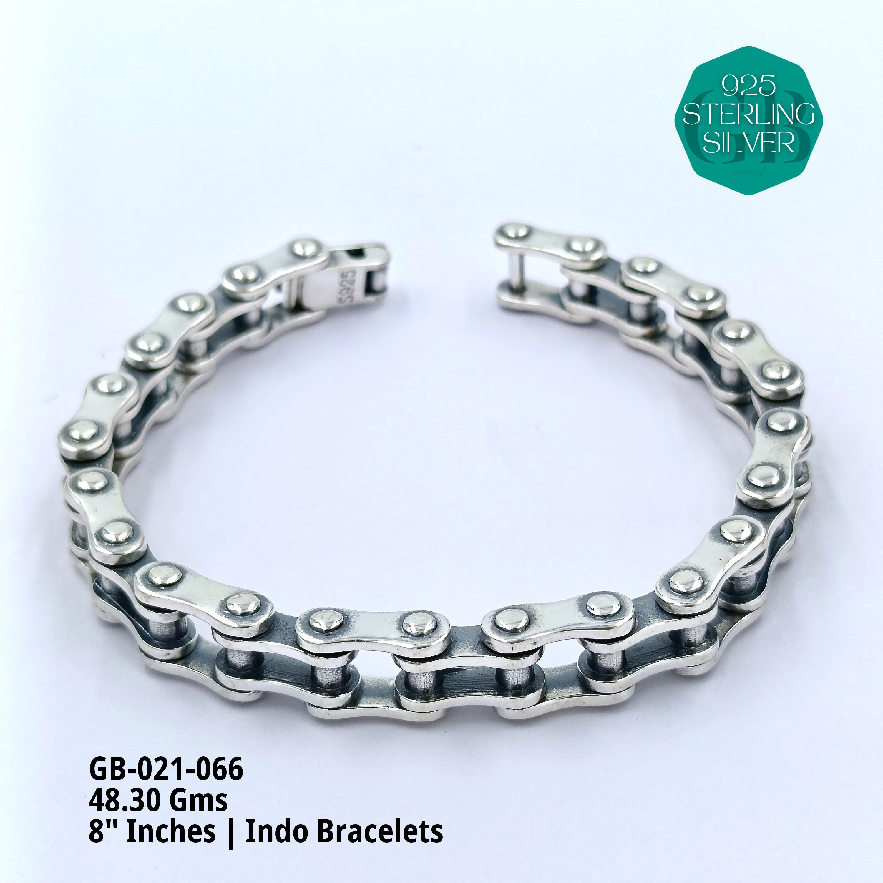 INDO BRACELETS - Premium 925 Silver Jewellery - SKU: GB-021-066 - Hyderabad Silver Importers