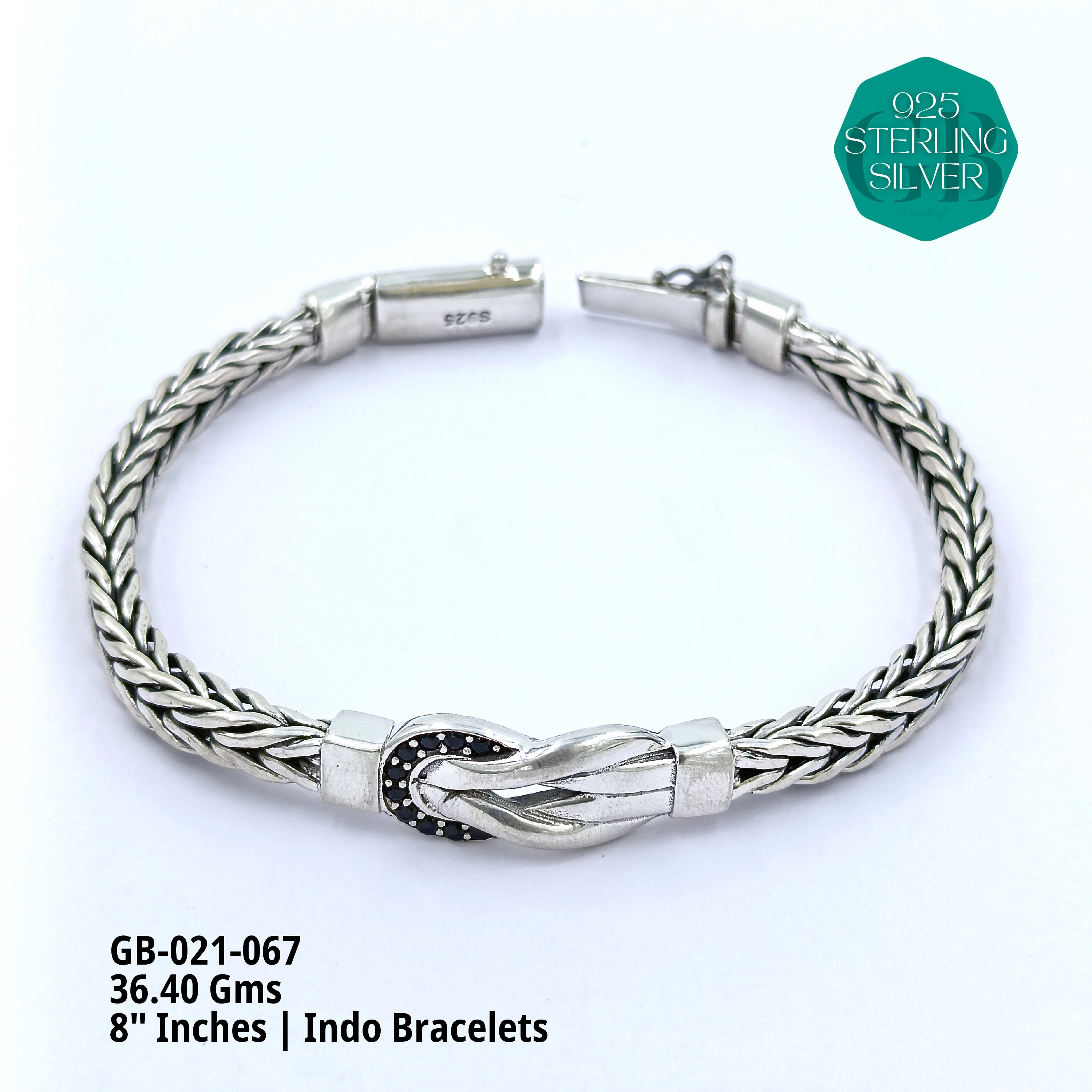 INDO BRACELETS - Premium 925 Silver Jewellery - SKU: GB-021-067 - Hyderabad Silver Importers