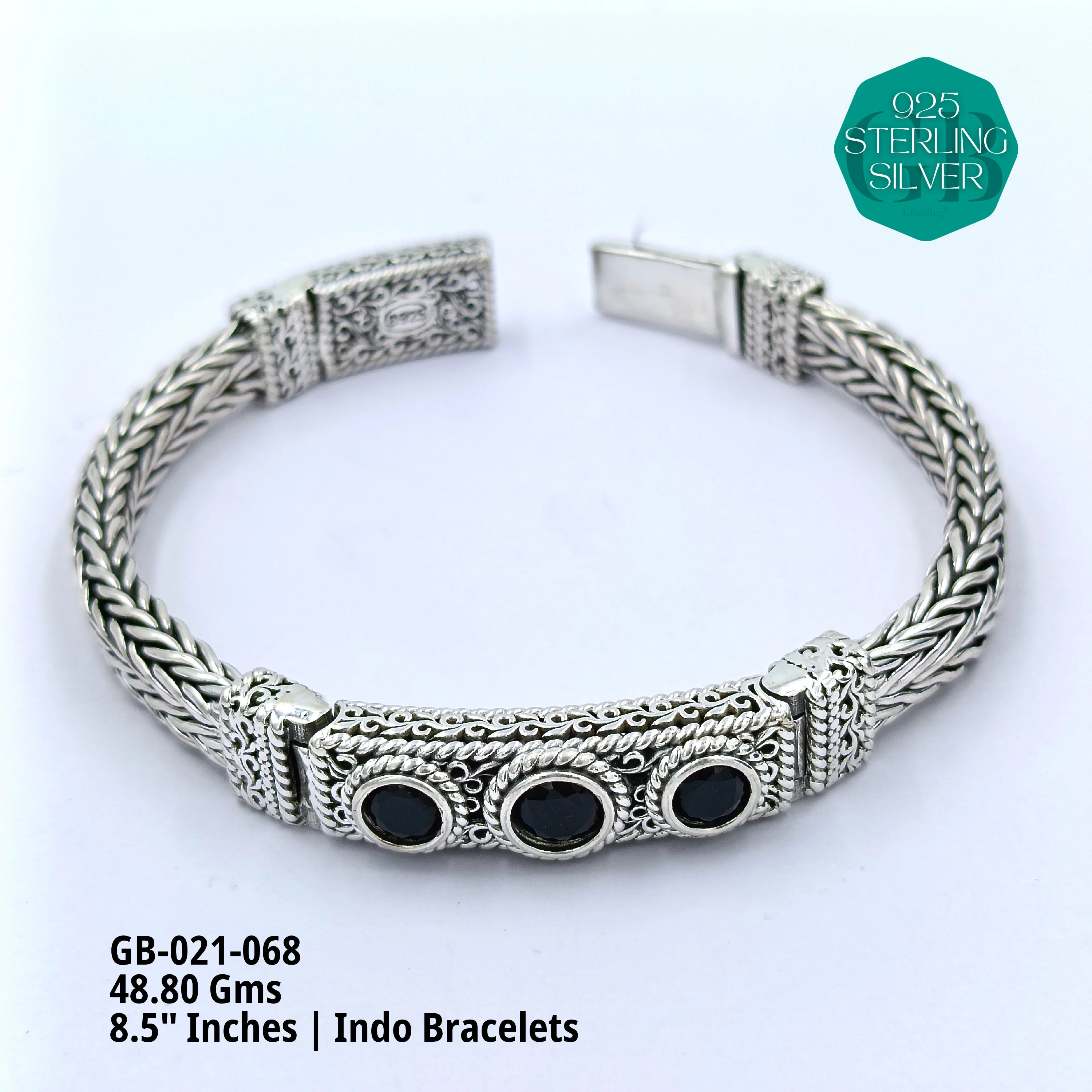 INDO BRACELETS - Premium 925 Silver Jewellery - SKU: GB-021-068 - Hyderabad Silver Importers