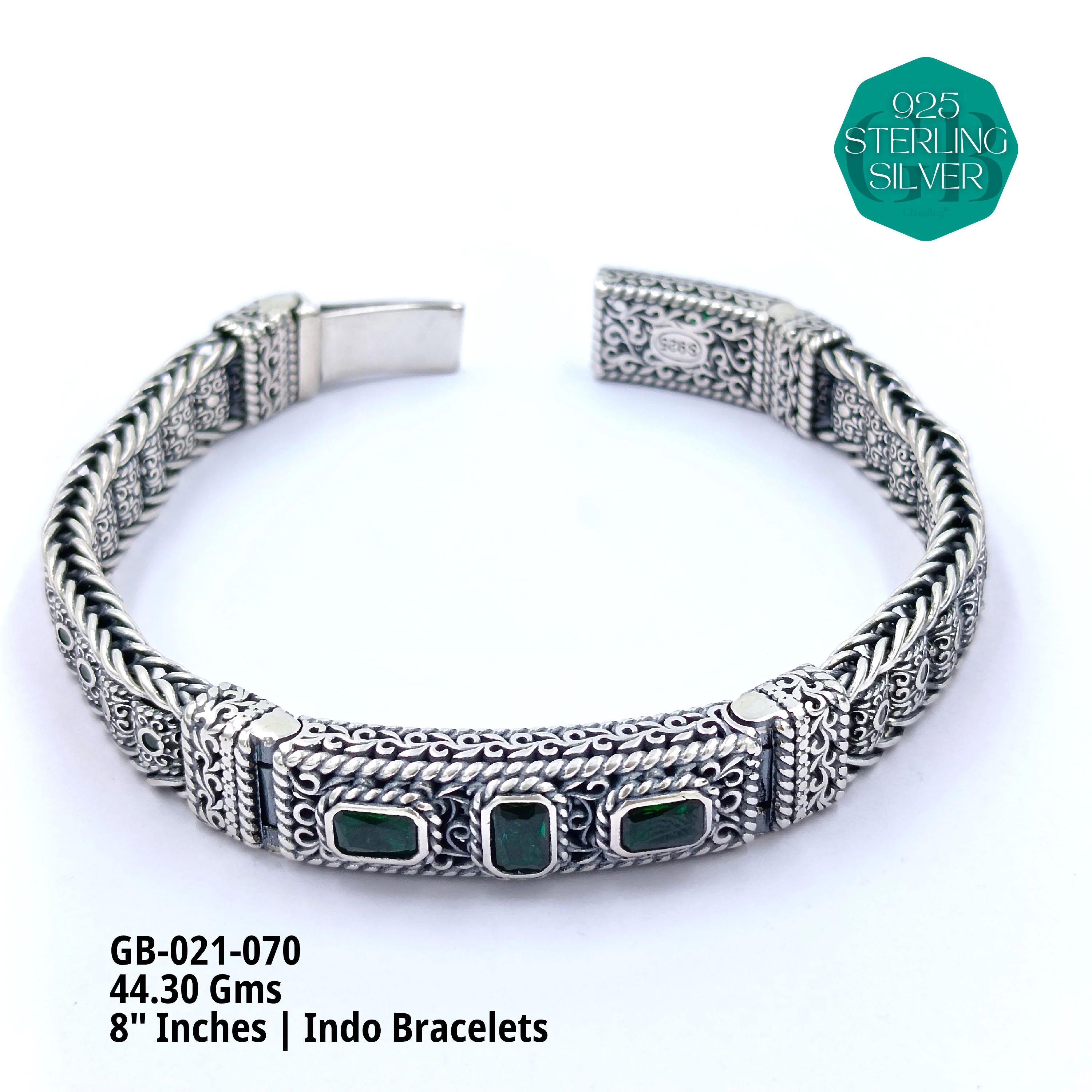 INDO BRACELETS - Premium 925 Silver Jewellery - SKU: GB-021-070 - Hyderabad Silver Importers
