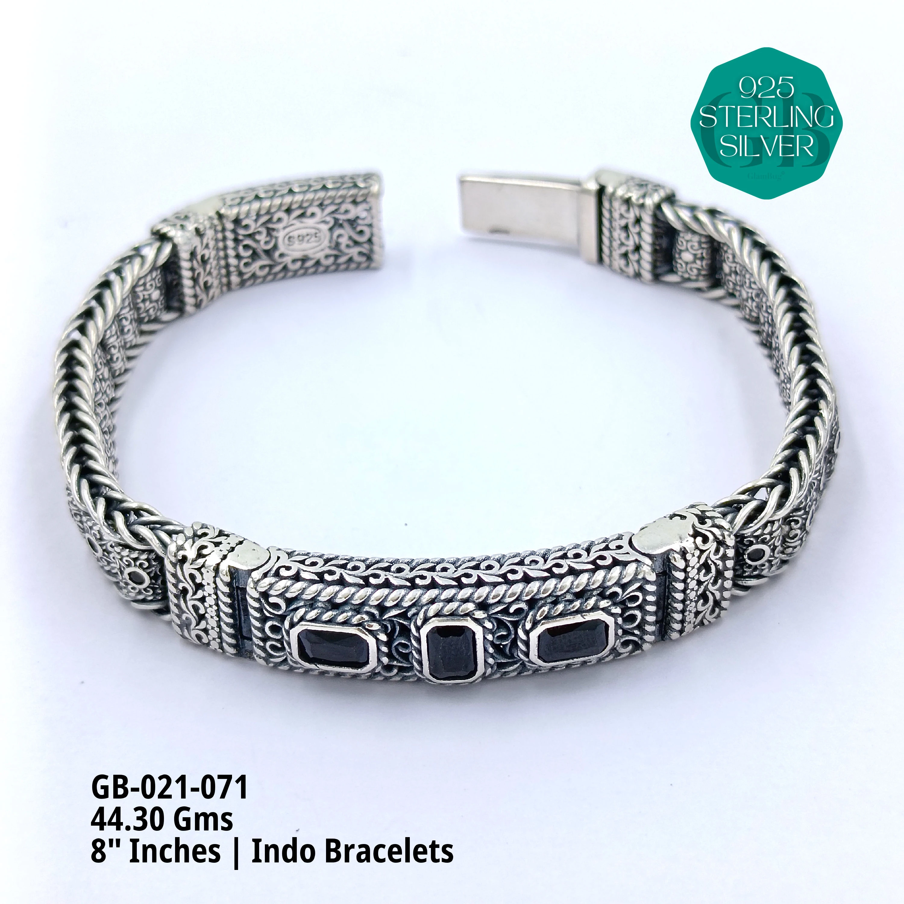 INDO BRACELETS - Premium 925 Silver Jewellery - SKU: GB-021-071 - Hyderabad Silver Importers