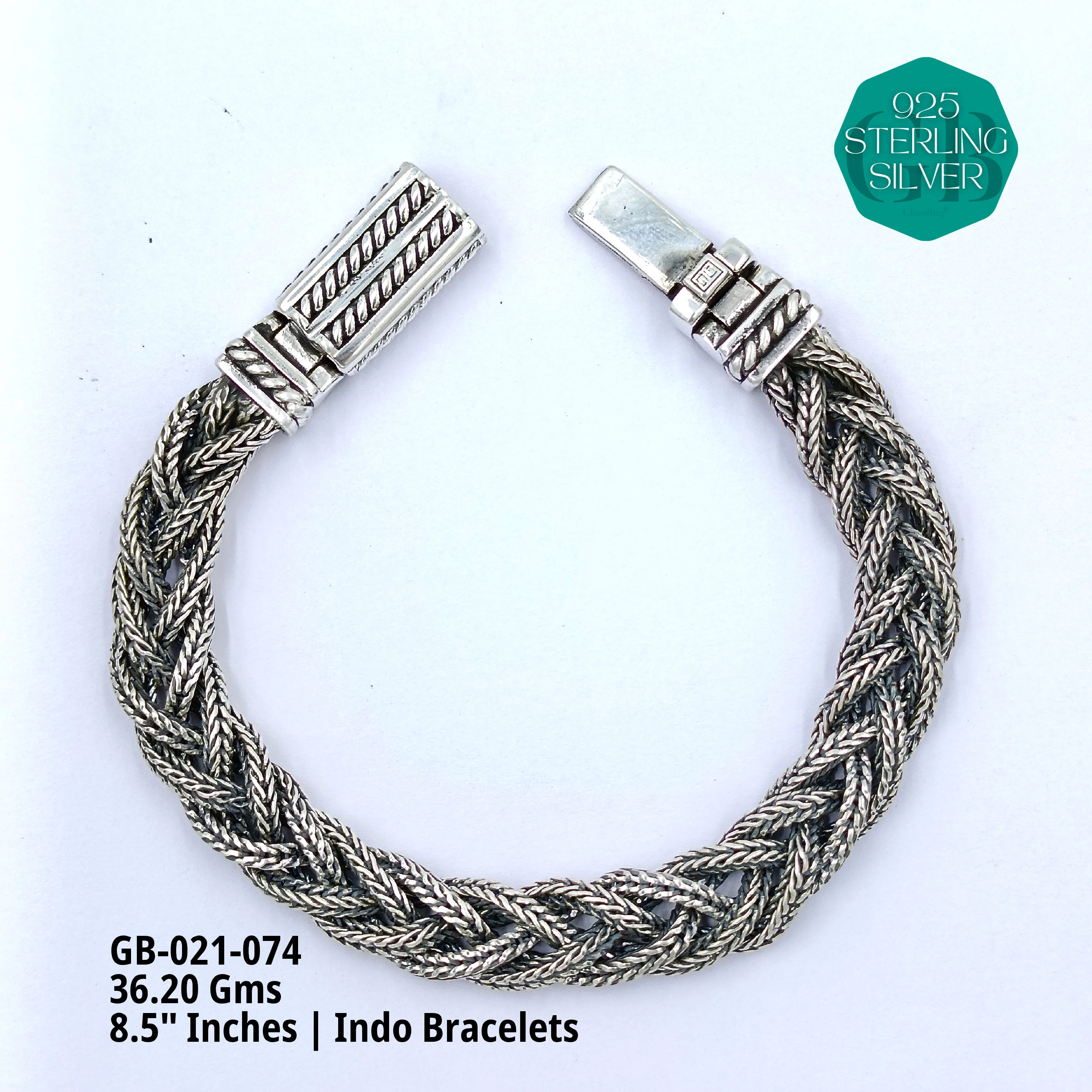 INDO BRACELETS - Premium 925 Silver Jewellery - SKU: GB-021-074 - Hyderabad Silver Importers
