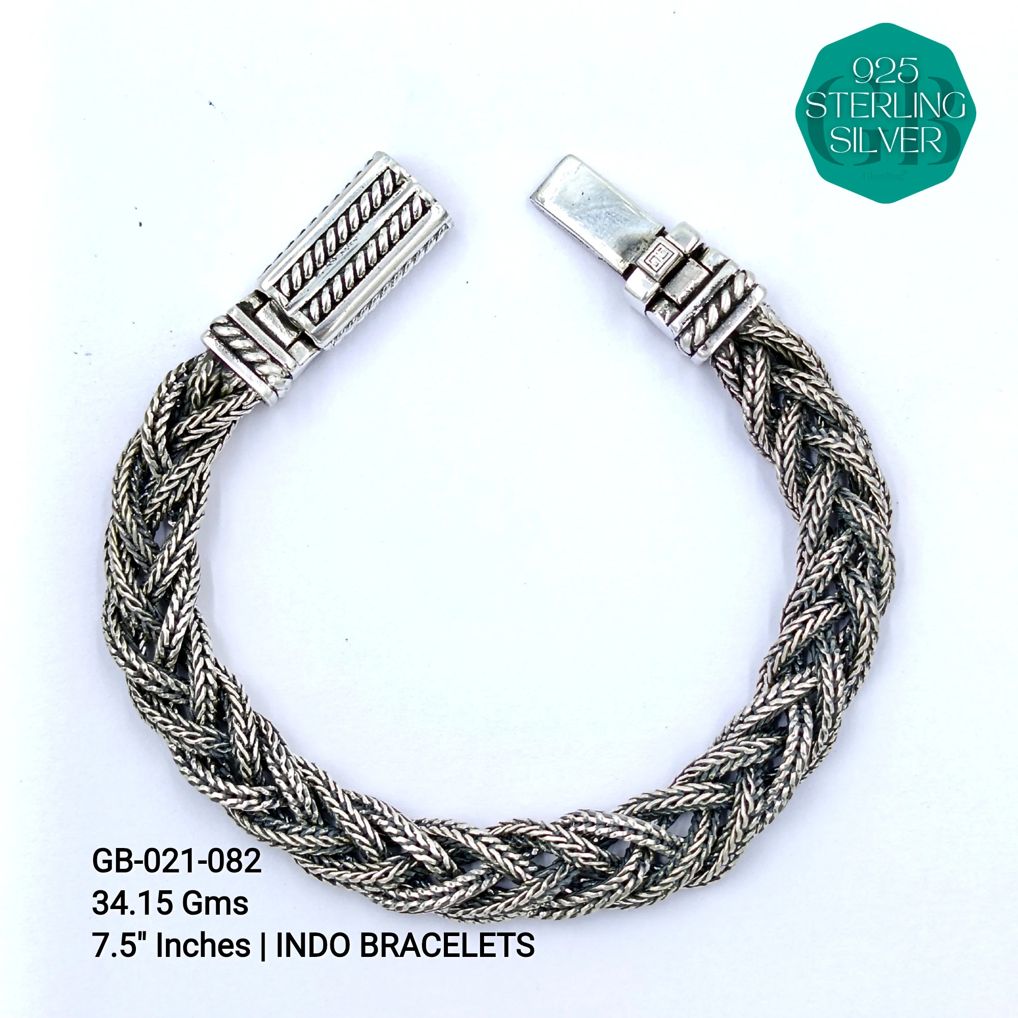 INDO BRACELETS - Premium 925 Silver Jewellery - SKU: GB-021-082 - Hyderabad Silver Importers