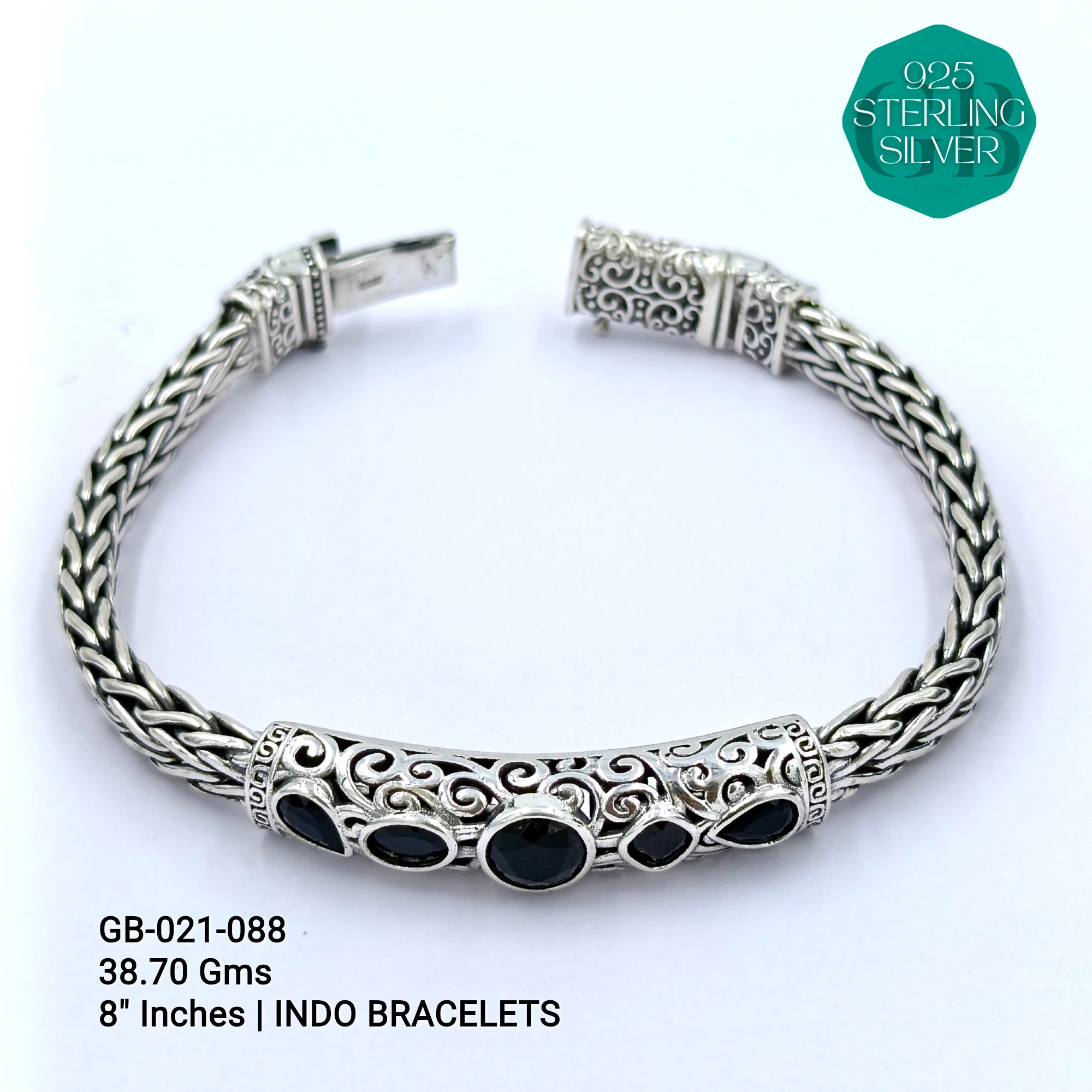 INDO BRACELETS - Premium 925 Silver Jewellery - SKU: GB-021-088 - Hyderabad Silver Importers