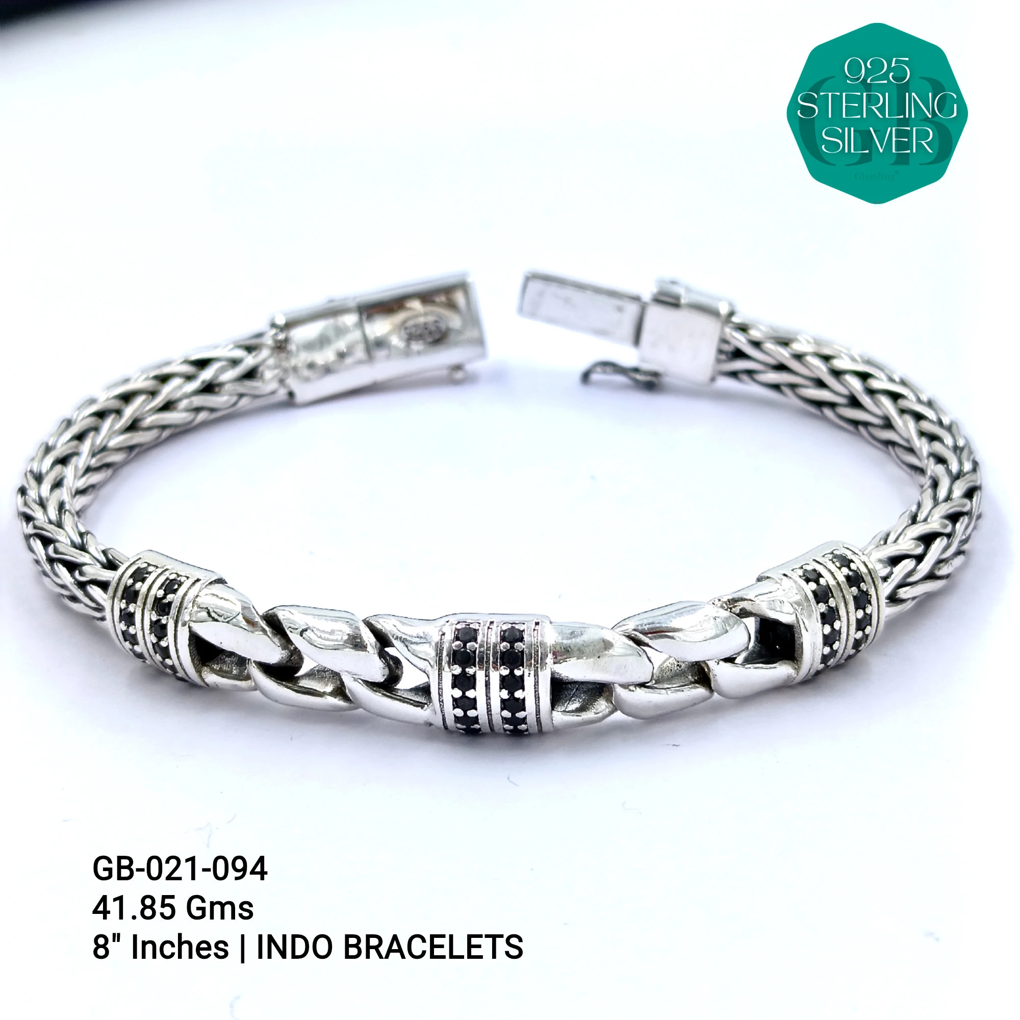 INDO BRACELETS - Premium 925 Silver Jewellery - SKU: GB-021-094 - Hyderabad Silver Importers