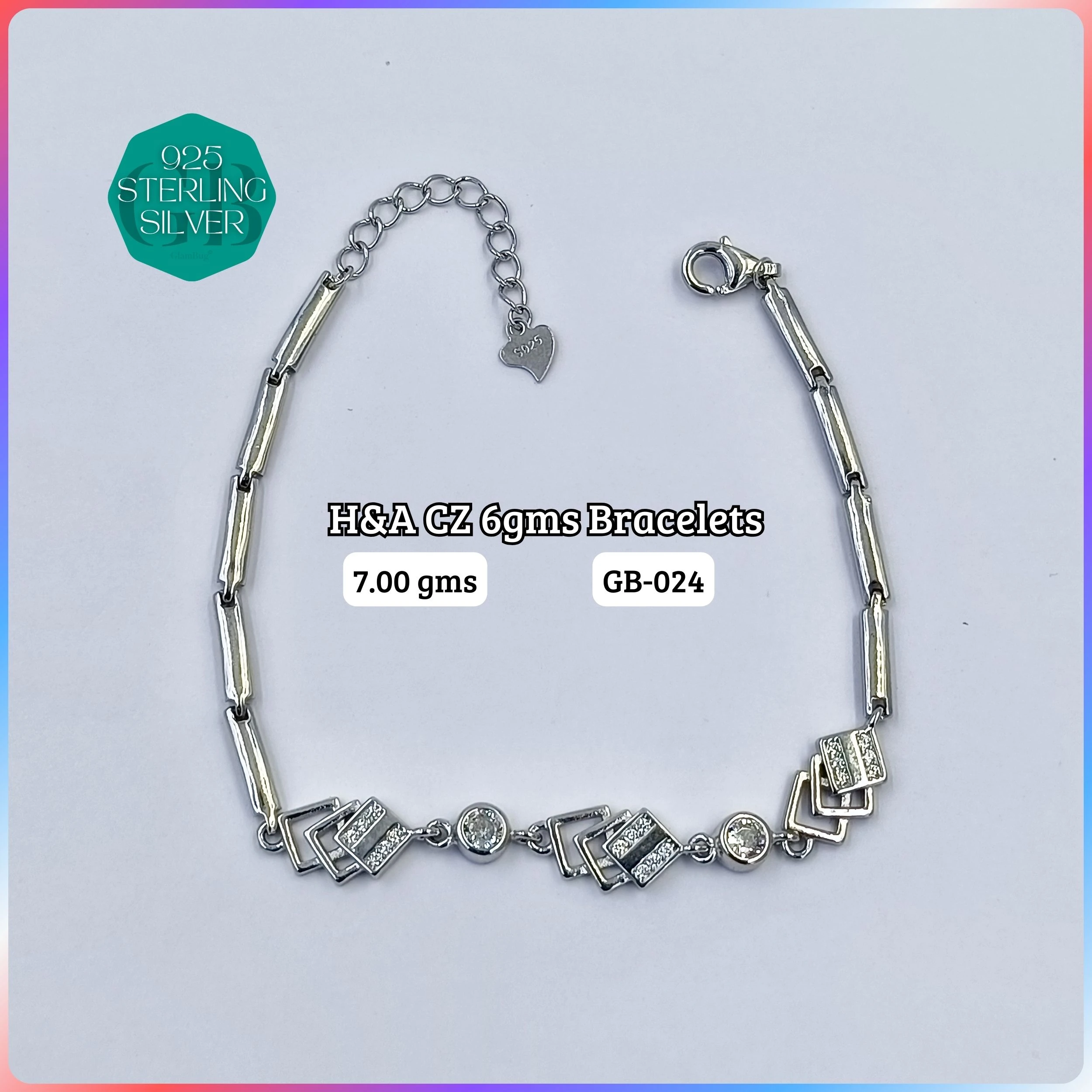 LUXURY ZIRCON EXCLUSIVE BRACELETS - Premium 925 Silver Jewellery - SKU: GB-024-001 - Hyderabad Silver Importers