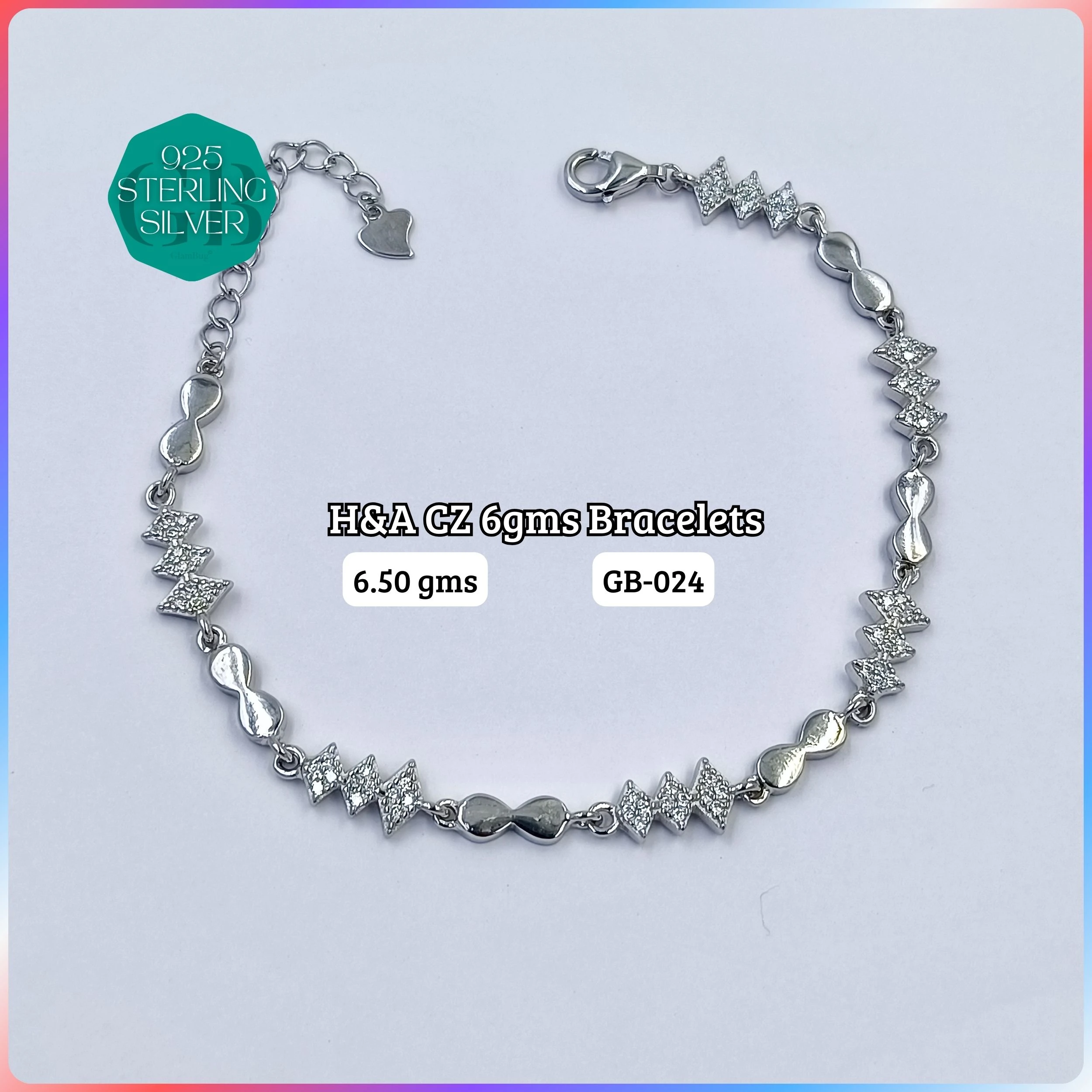 LUXURY ZIRCON EXCLUSIVE BRACELETS - Premium 925 Silver Jewellery - SKU: GB-024-002 - Hyderabad Silver Importers