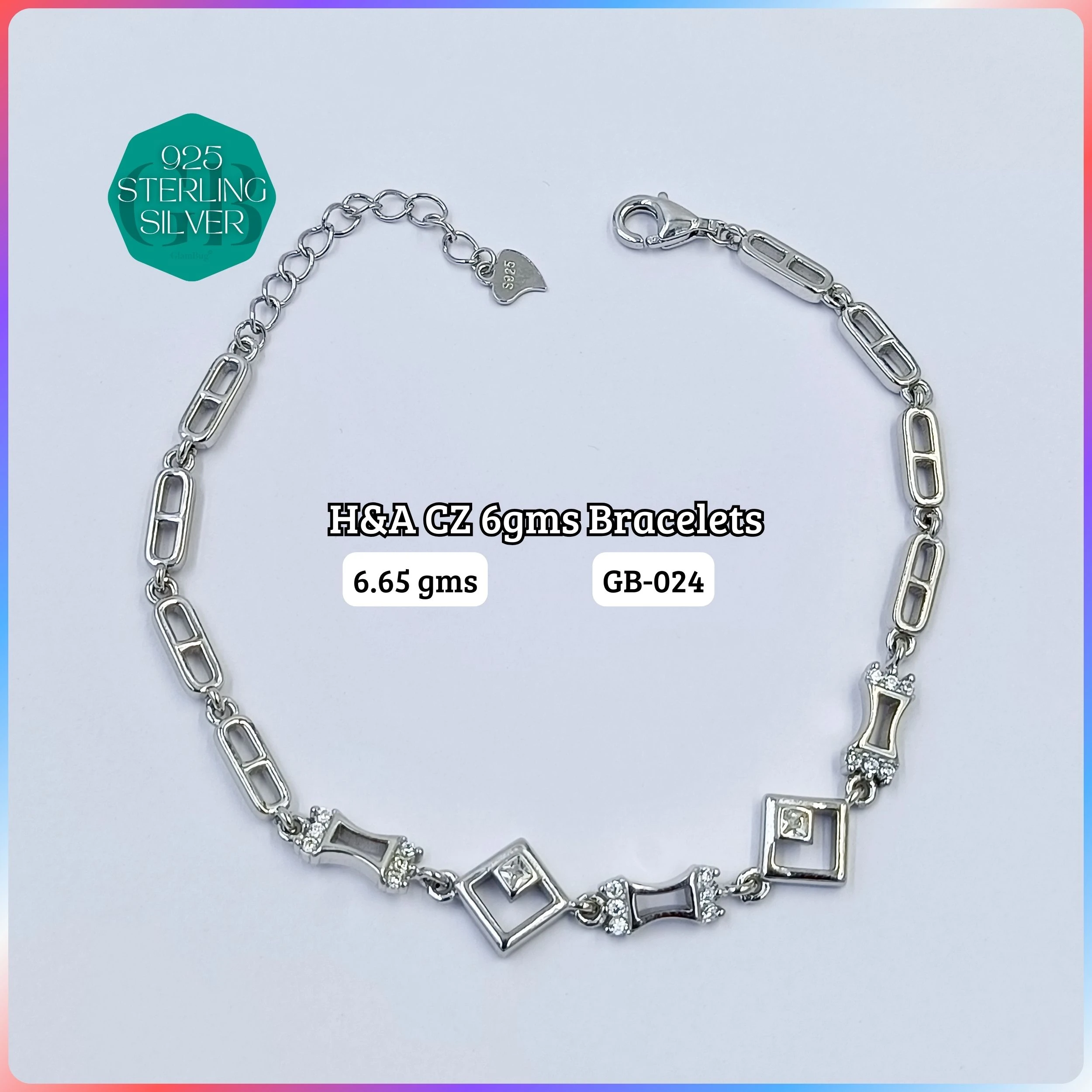 LUXURY ZIRCON EXCLUSIVE BRACELETS - Premium 925 Silver Jewellery - SKU: GB-024-003 - Hyderabad Silver Importers