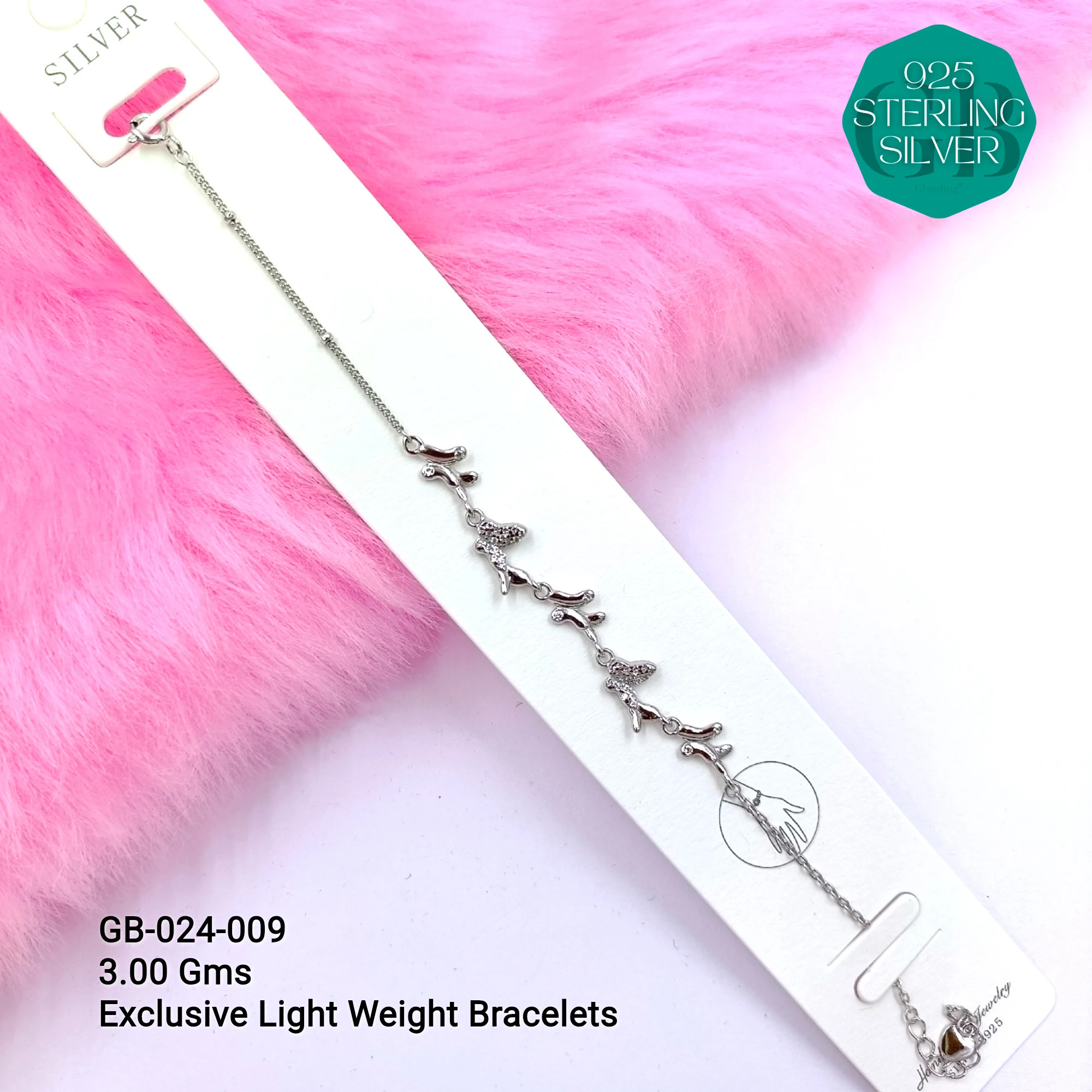 LUXURY ZIRCON EXCLUSIVE BRACELETS - Premium 925 Silver Jewellery - SKU: GB-024-009 - Hyderabad Silver Importers