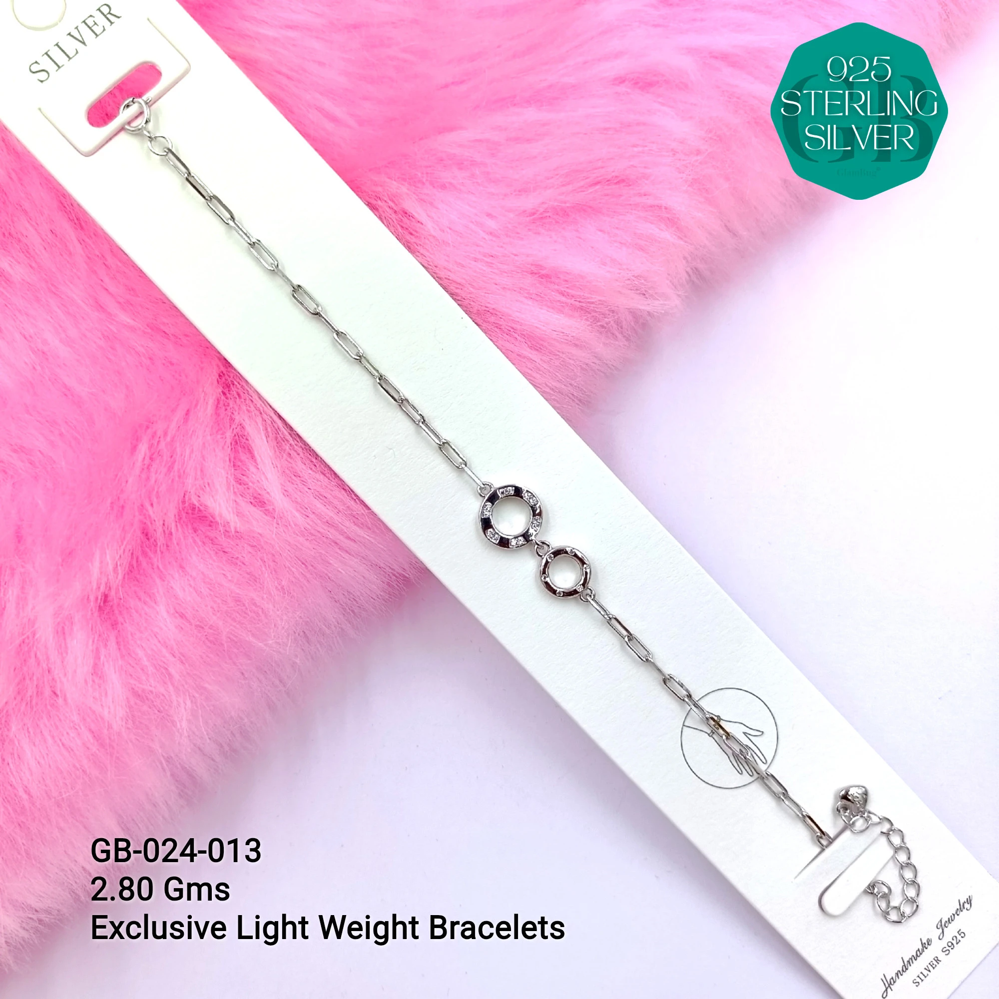 LUXURY ZIRCON EXCLUSIVE BRACELETS - Premium 925 Silver Jewellery - SKU: GB-024-013 - Hyderabad Silver Importers