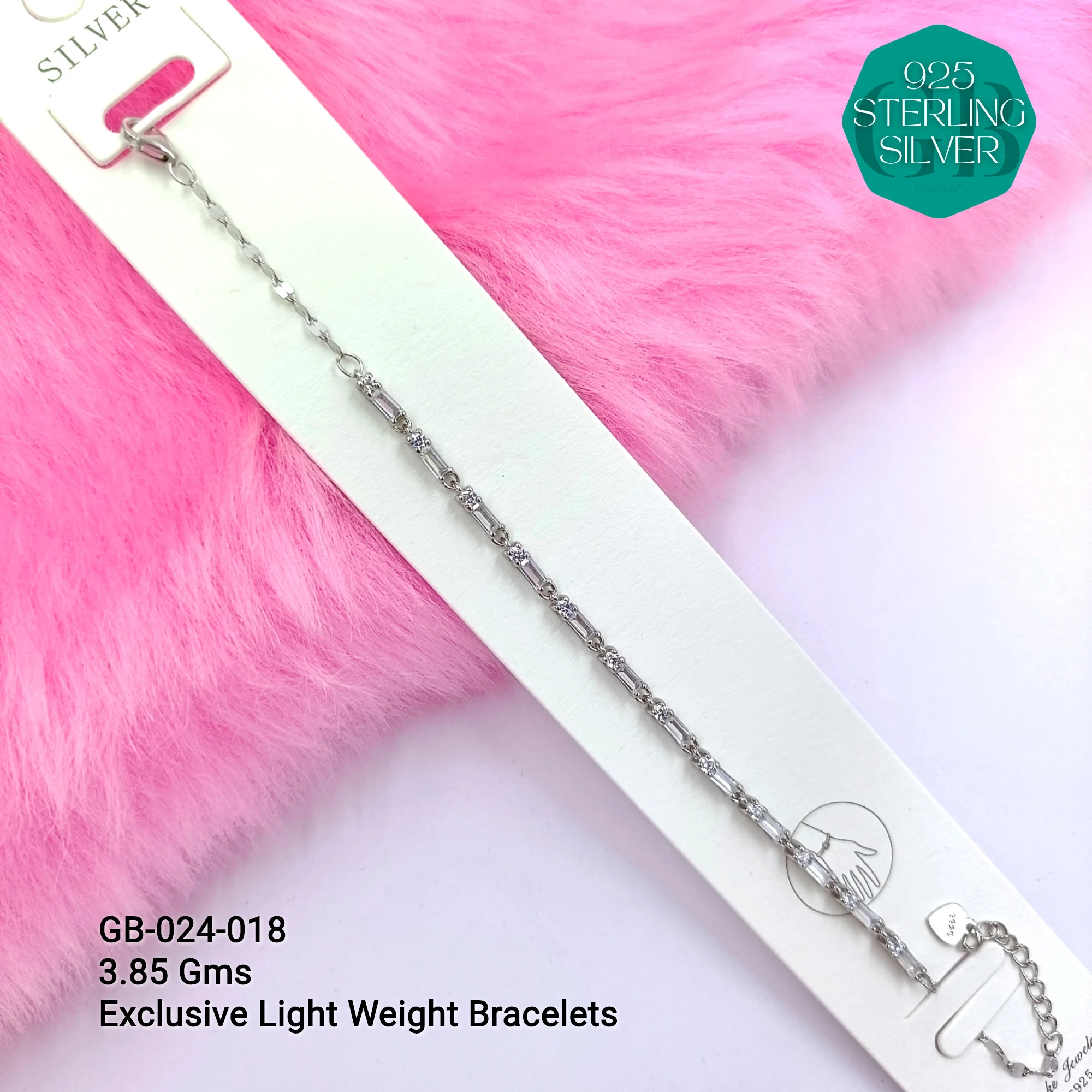 LUXURY ZIRCON EXCLUSIVE BRACELETS - Premium 925 Silver Jewellery - SKU: GB-024-018 - Hyderabad Silver Importers