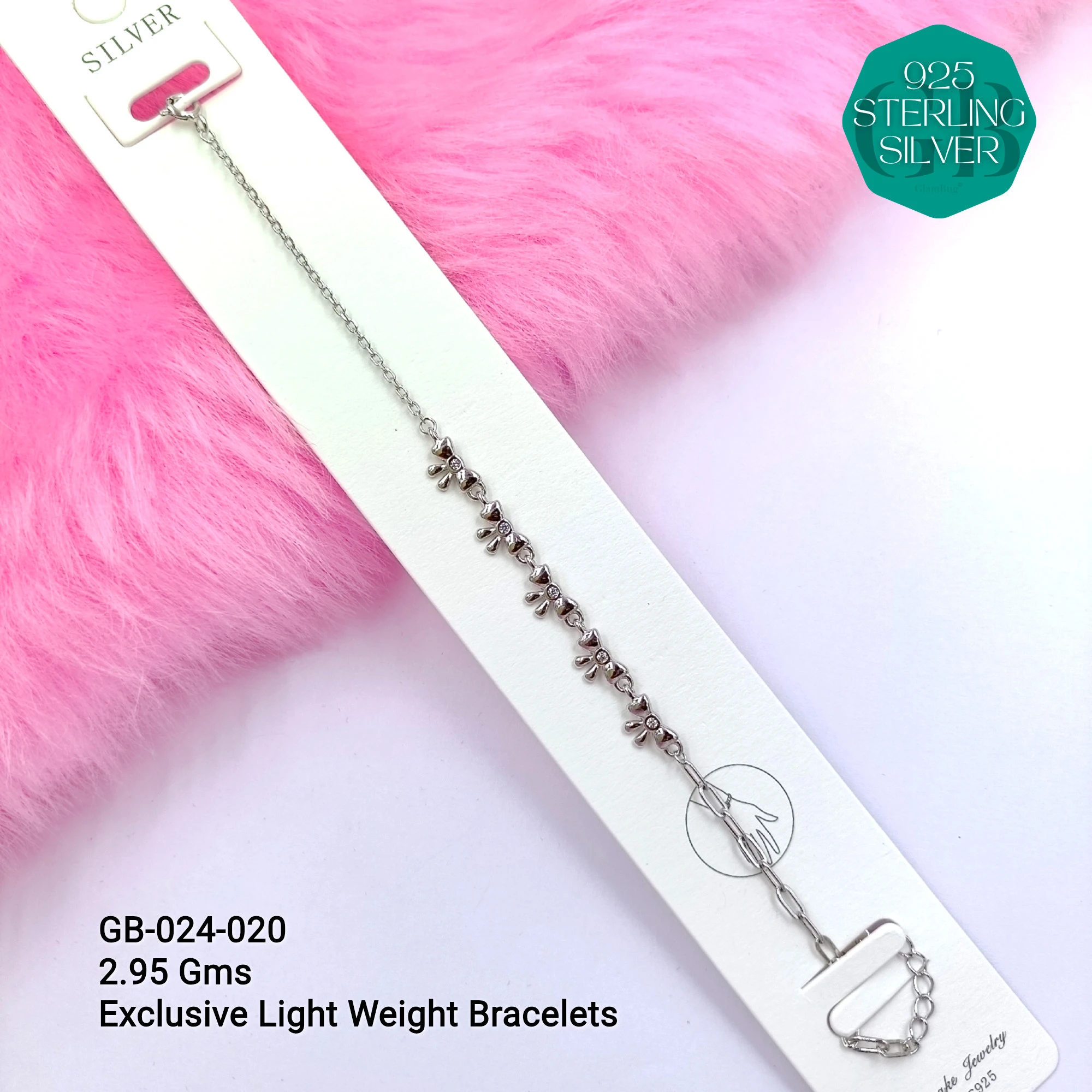 LUXURY ZIRCON EXCLUSIVE BRACELETS - Premium 925 Silver Jewellery - SKU: GB-024-020 - Hyderabad Silver Importers