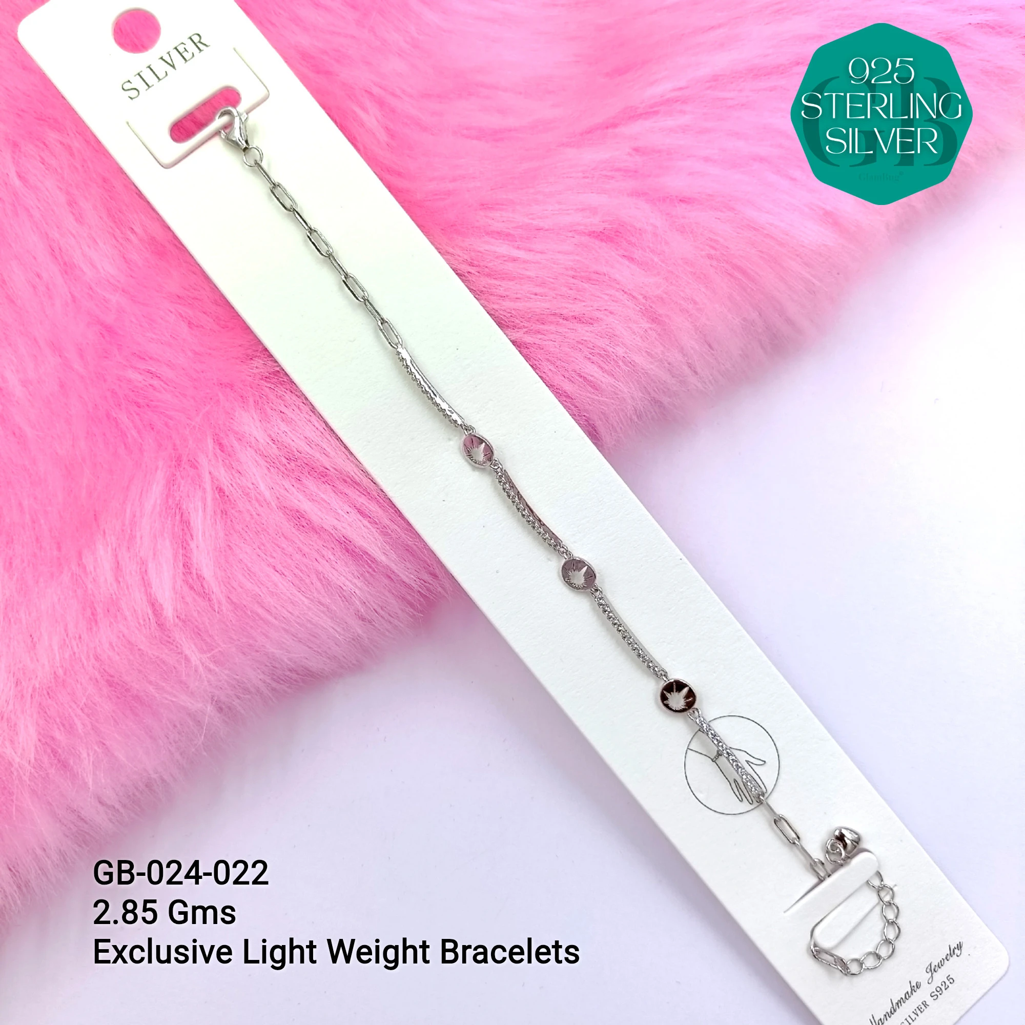 LUXURY ZIRCON EXCLUSIVE BRACELETS - Premium 925 Silver Jewellery - SKU: GB-024-022 - Hyderabad Silver Importers