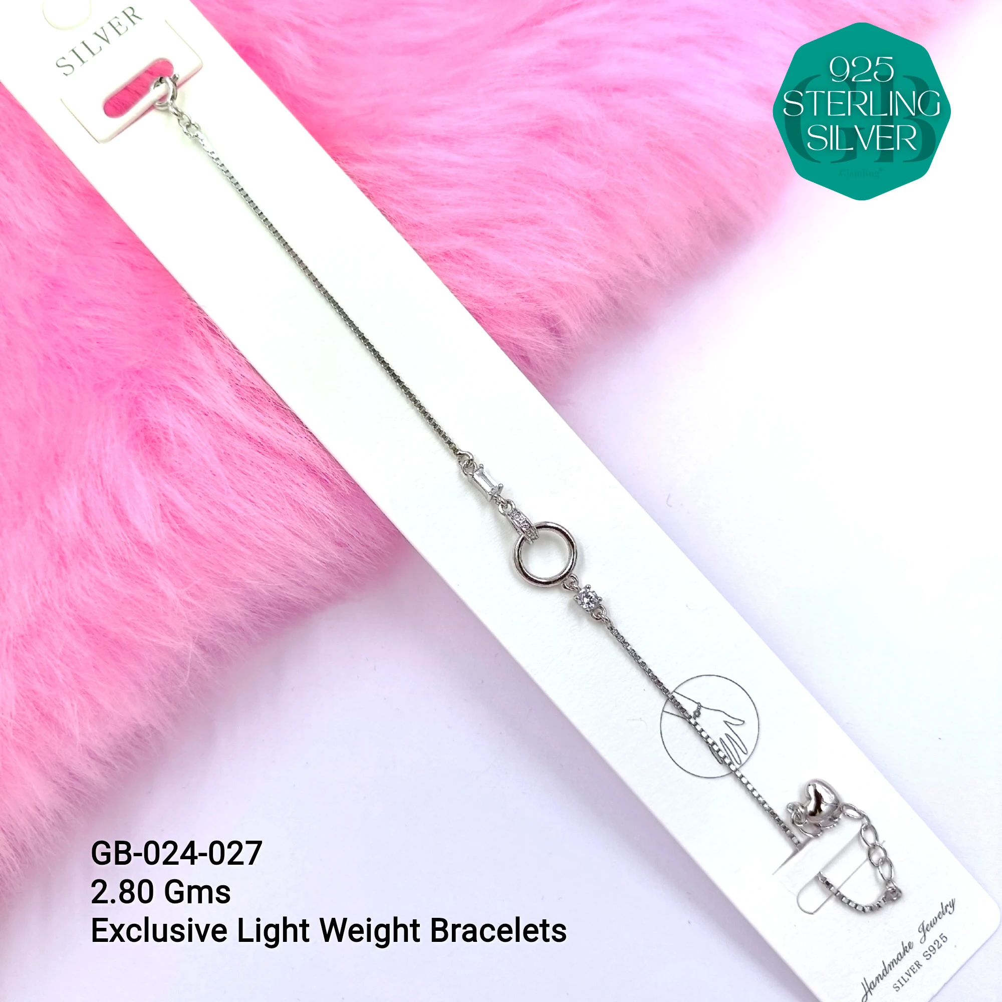 LUXURY ZIRCON EXCLUSIVE BRACELETS - Premium 925 Silver Jewellery - SKU: GB-024-027 - Hyderabad Silver Importers