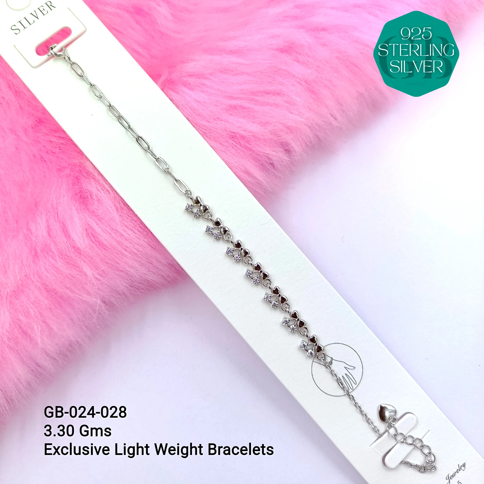 LUXURY ZIRCON EXCLUSIVE BRACELETS - Premium 925 Silver Jewellery - SKU: GB-024-028 - Hyderabad Silver Importers