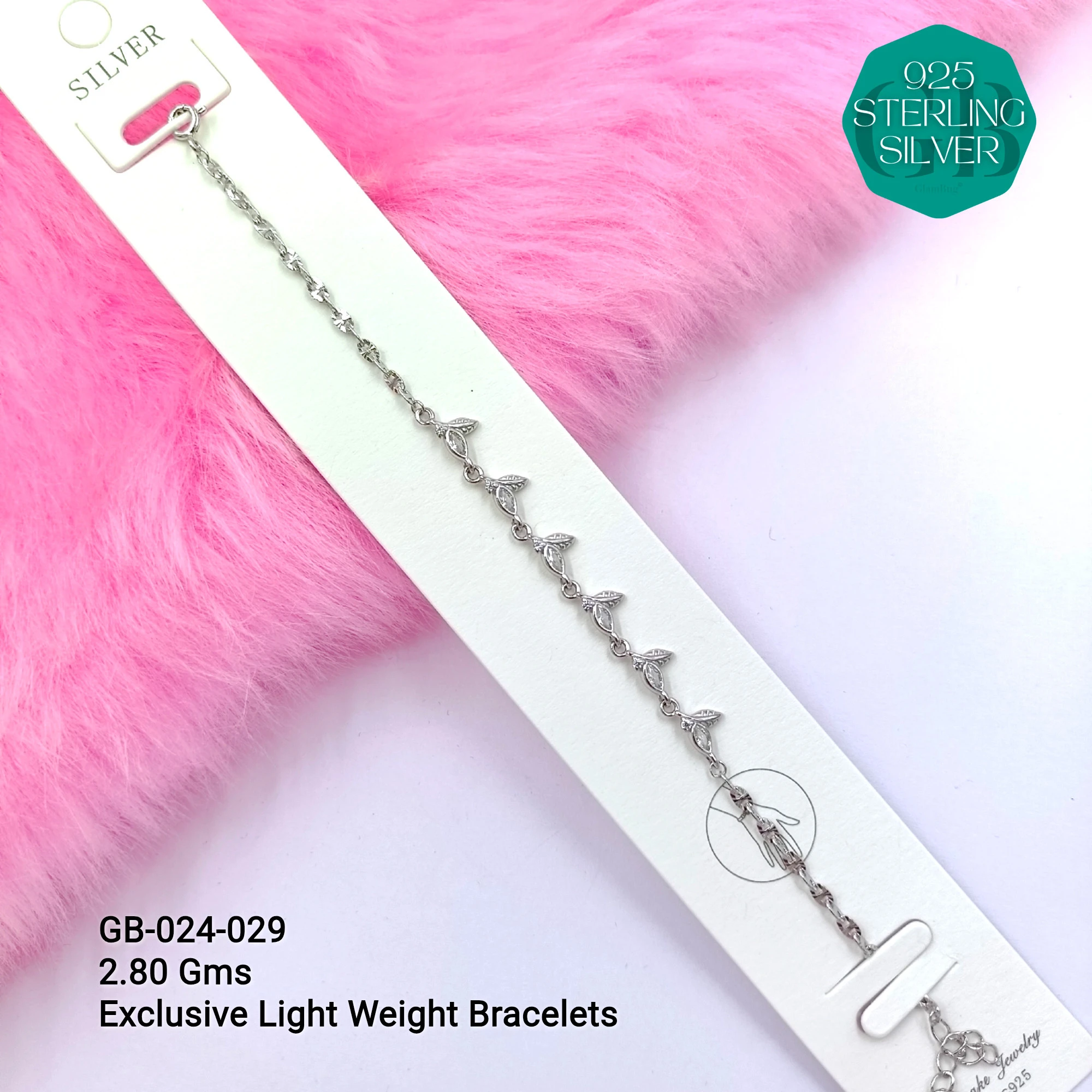 LUXURY ZIRCON EXCLUSIVE BRACELETS - Premium 925 Silver Jewellery - SKU: GB-024-029 - Hyderabad Silver Importers