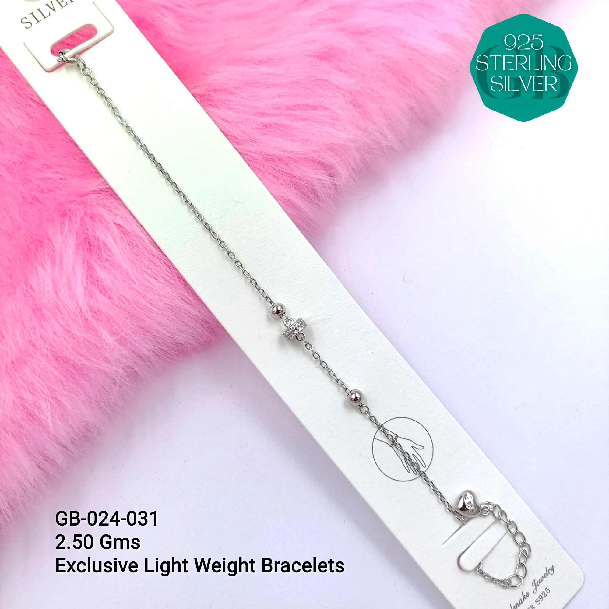 LUXURY ZIRCON EXCLUSIVE BRACELETS - Premium 925 Silver Jewellery - SKU: GB-024-031 - Hyderabad Silver Importers