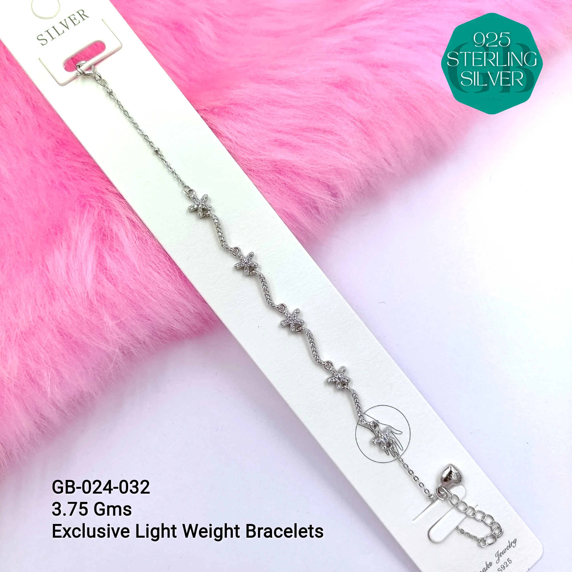 LUXURY ZIRCON EXCLUSIVE BRACELETS - Premium 925 Silver Jewellery - SKU: GB-024-032 - Hyderabad Silver Importers