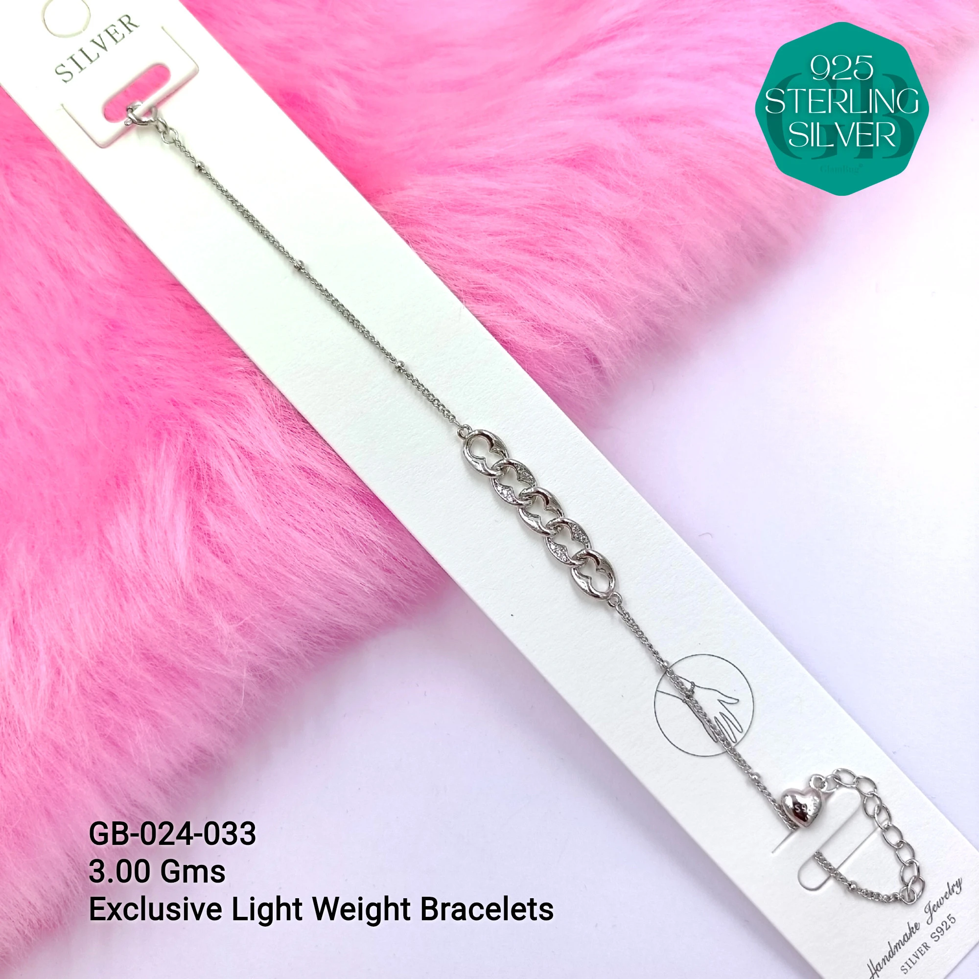 LUXURY ZIRCON EXCLUSIVE BRACELETS - Premium 925 Silver Jewellery - SKU: GB-024-033 - Hyderabad Silver Importers