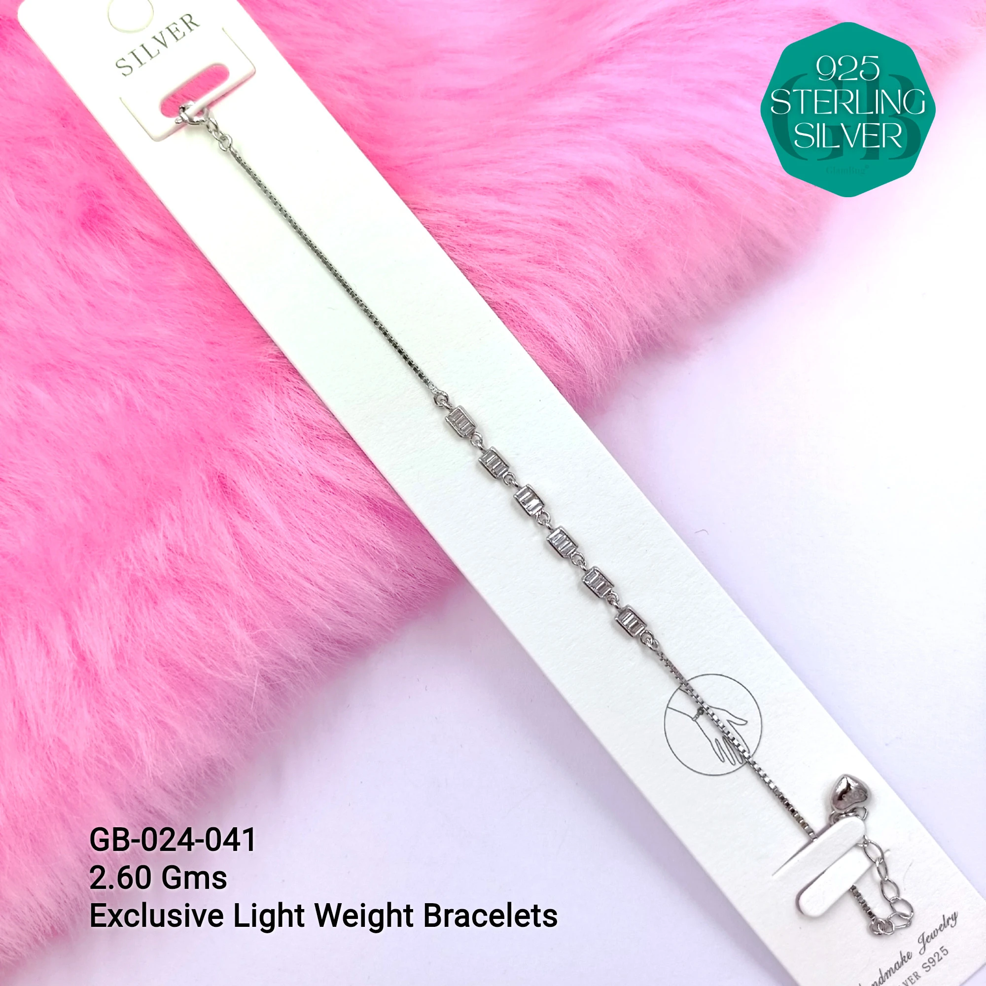 LUXURY ZIRCON EXCLUSIVE BRACELETS - Premium 925 Silver Jewellery - SKU: GB-024-041 - Hyderabad Silver Importers