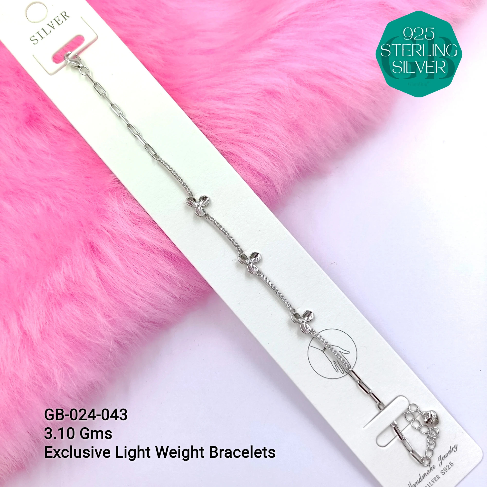 LUXURY ZIRCON EXCLUSIVE BRACELETS - Premium 925 Silver Jewellery - SKU: GB-024-043 - Hyderabad Silver Importers