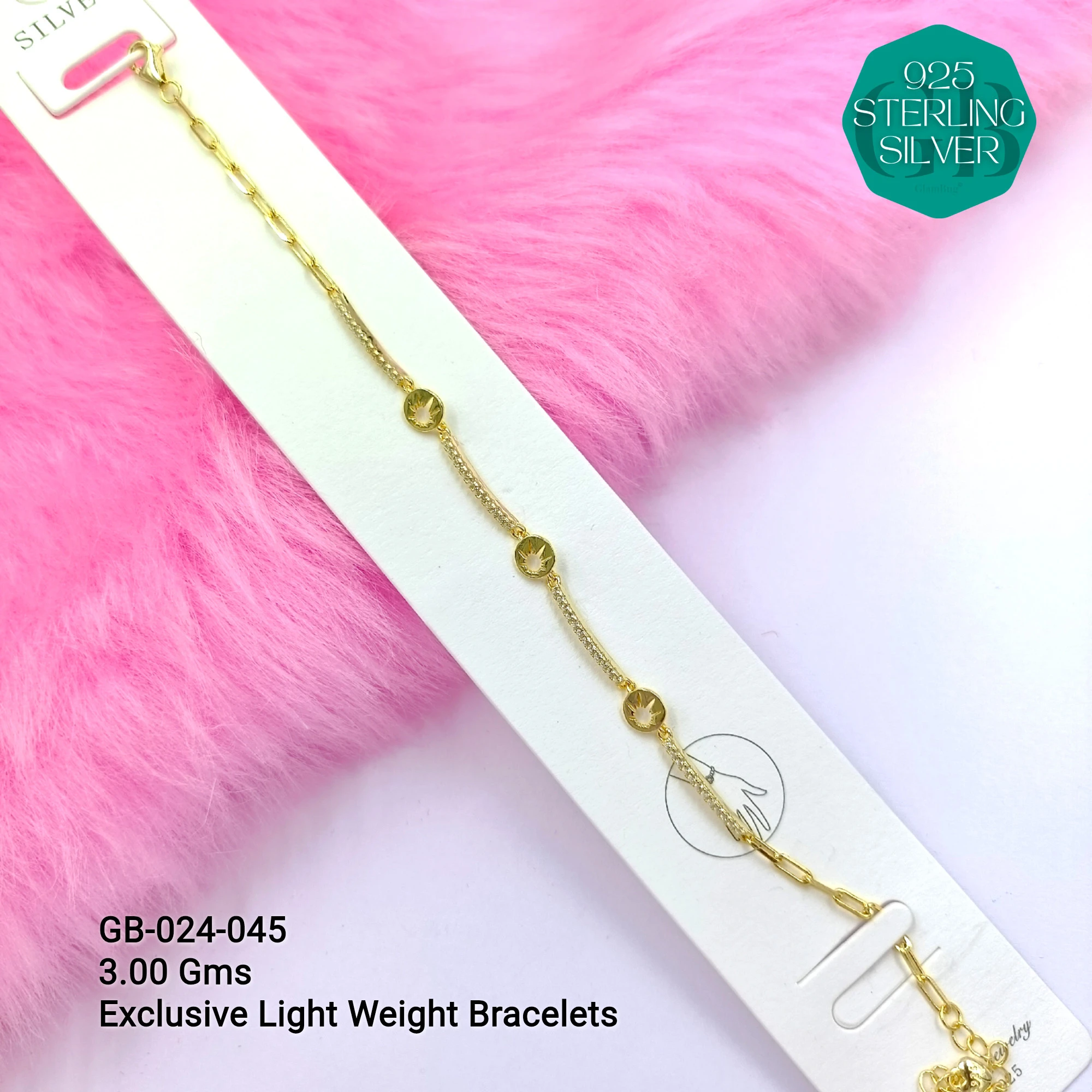 LUXURY ZIRCON EXCLUSIVE BRACELETS - Premium 925 Silver Jewellery - SKU: GB-024-045 - Hyderabad Silver Importers