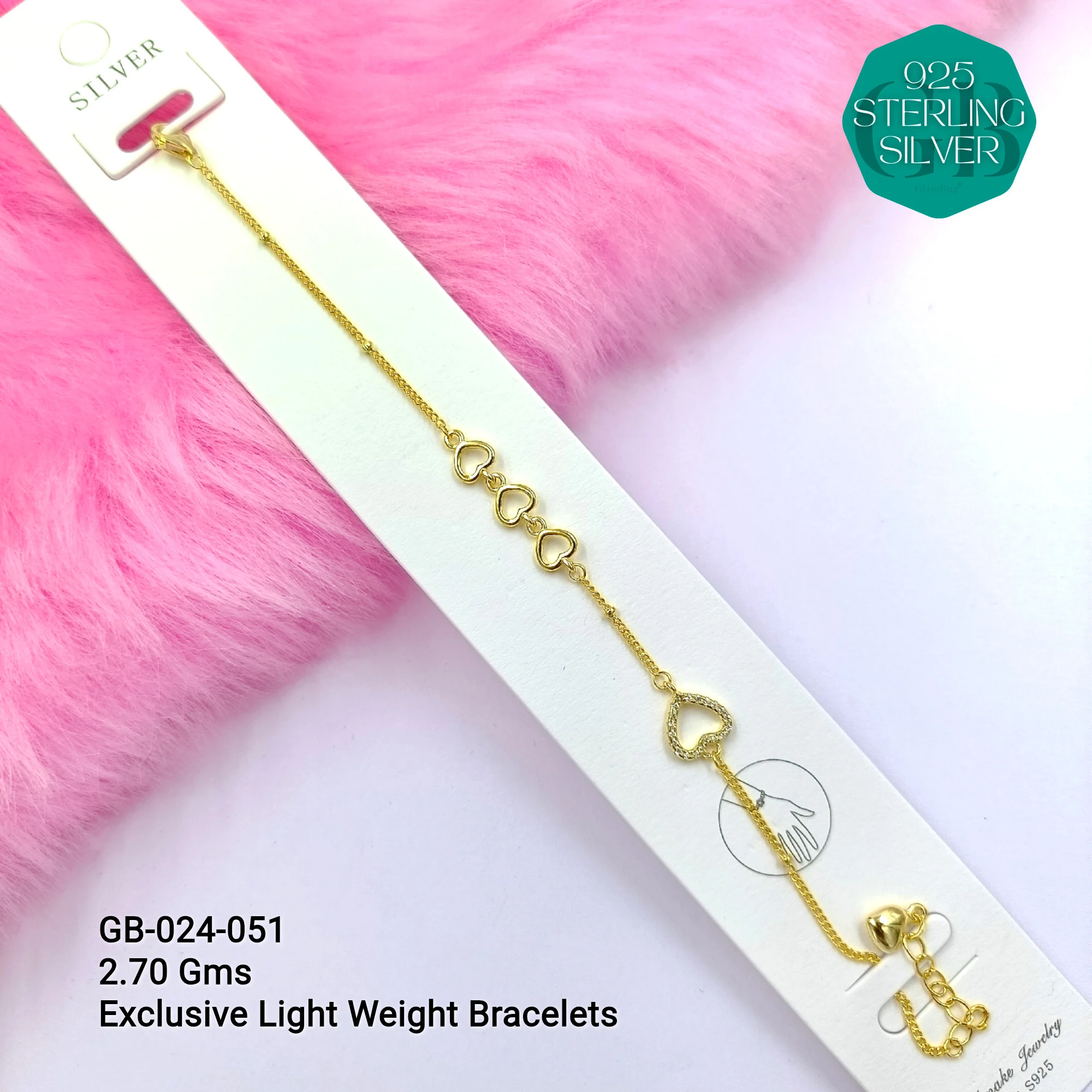 LUXURY ZIRCON EXCLUSIVE BRACELETS - Premium 925 Silver Jewellery - SKU: GB-024-051 - Hyderabad Silver Importers