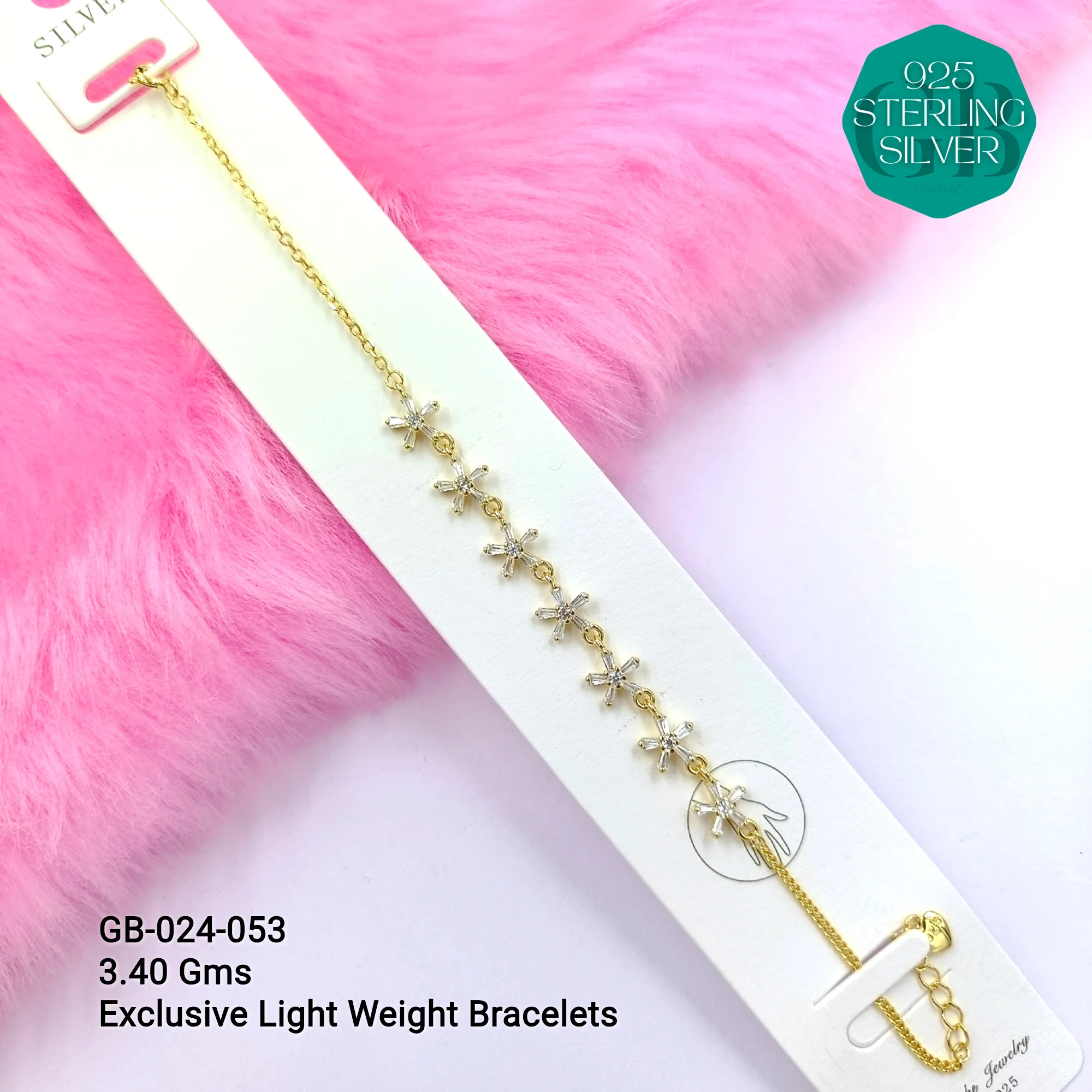 LUXURY ZIRCON EXCLUSIVE BRACELETS - Premium 925 Silver Jewellery - SKU: GB-024-053 - Hyderabad Silver Importers