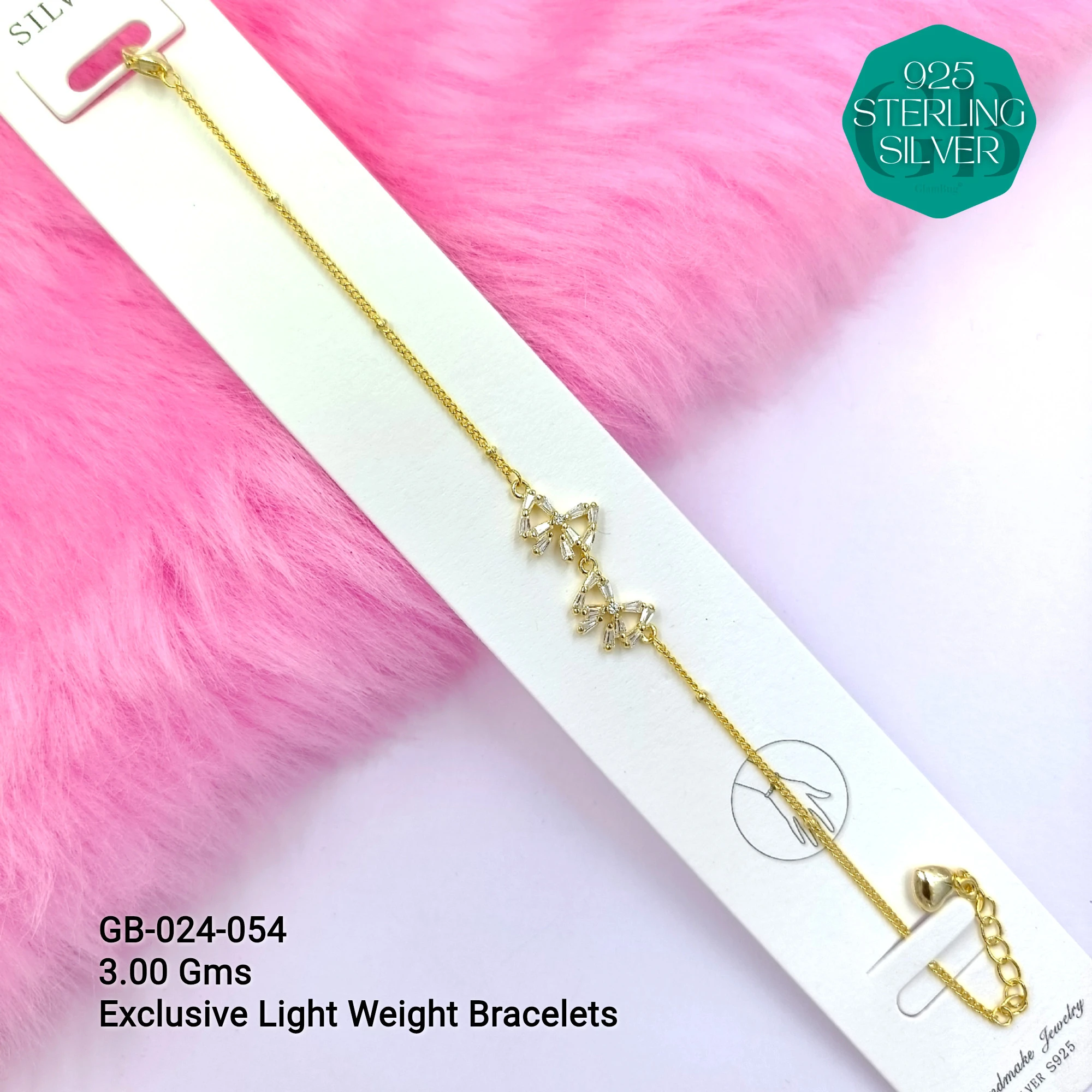 LUXURY ZIRCON EXCLUSIVE BRACELETS - Premium 925 Silver Jewellery - SKU: GB-024-054 - Hyderabad Silver Importers