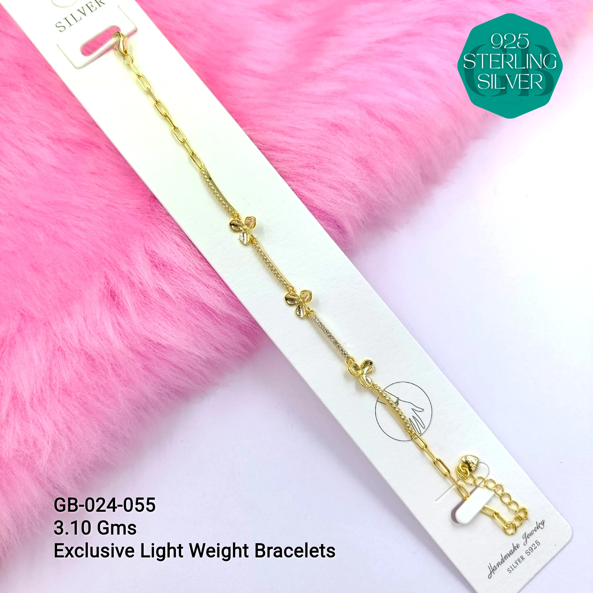 LUXURY ZIRCON EXCLUSIVE BRACELETS - Premium 925 Silver Jewellery - SKU: GB-024-055 - Hyderabad Silver Importers