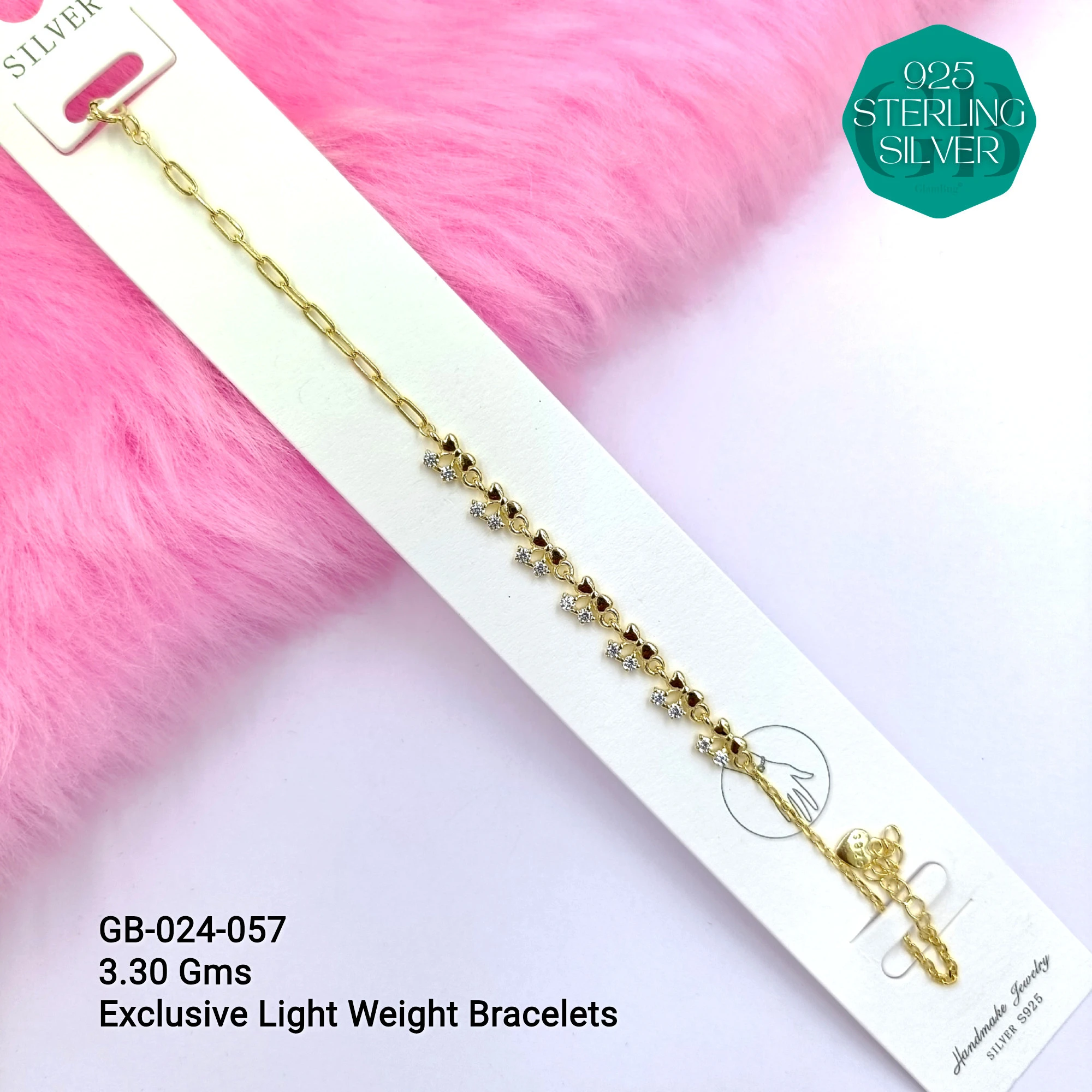 LUXURY ZIRCON EXCLUSIVE BRACELETS - Premium 925 Silver Jewellery - SKU: GB-024-057 - Hyderabad Silver Importers