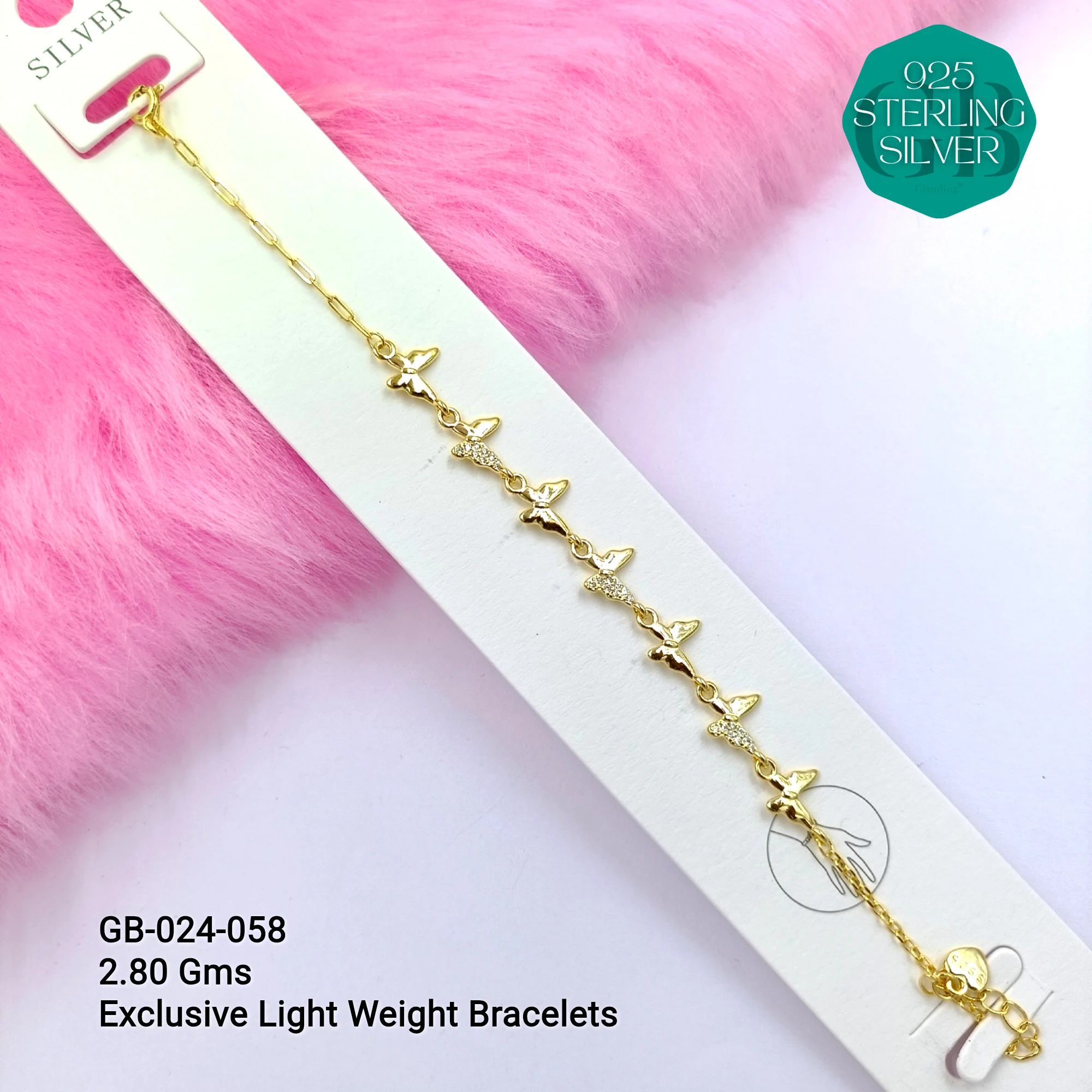 LUXURY ZIRCON EXCLUSIVE BRACELETS - Premium 925 Silver Jewellery - SKU: GB-024-058 - Hyderabad Silver Importers