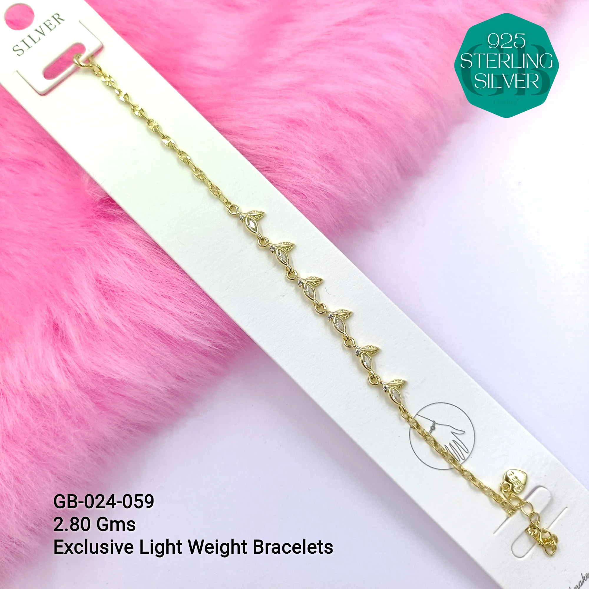 LUXURY ZIRCON EXCLUSIVE BRACELETS - Premium 925 Silver Jewellery - SKU: GB-024-059 - Hyderabad Silver Importers