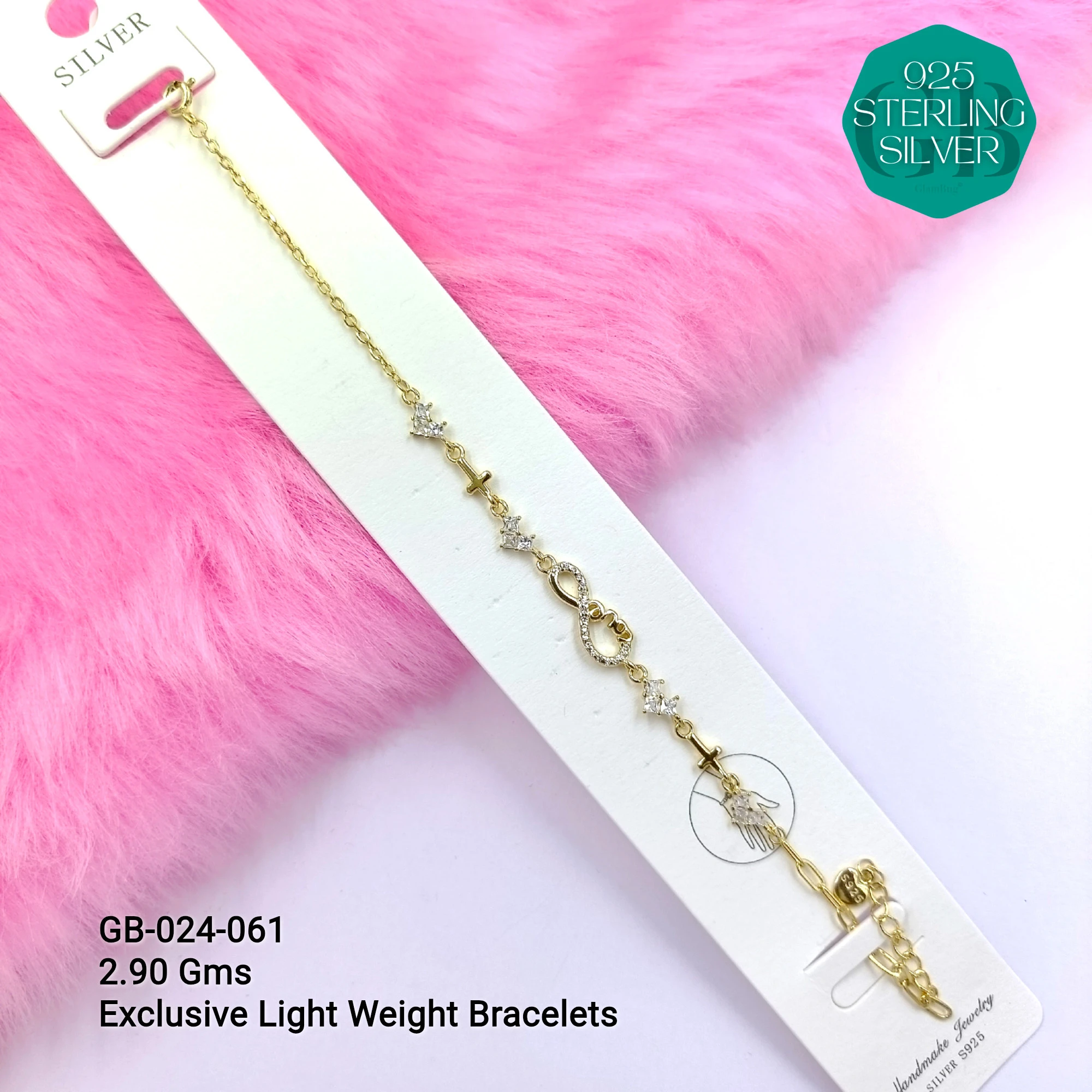 LUXURY ZIRCON EXCLUSIVE BRACELETS - Premium 925 Silver Jewellery - SKU: GB-024-061 - Hyderabad Silver Importers