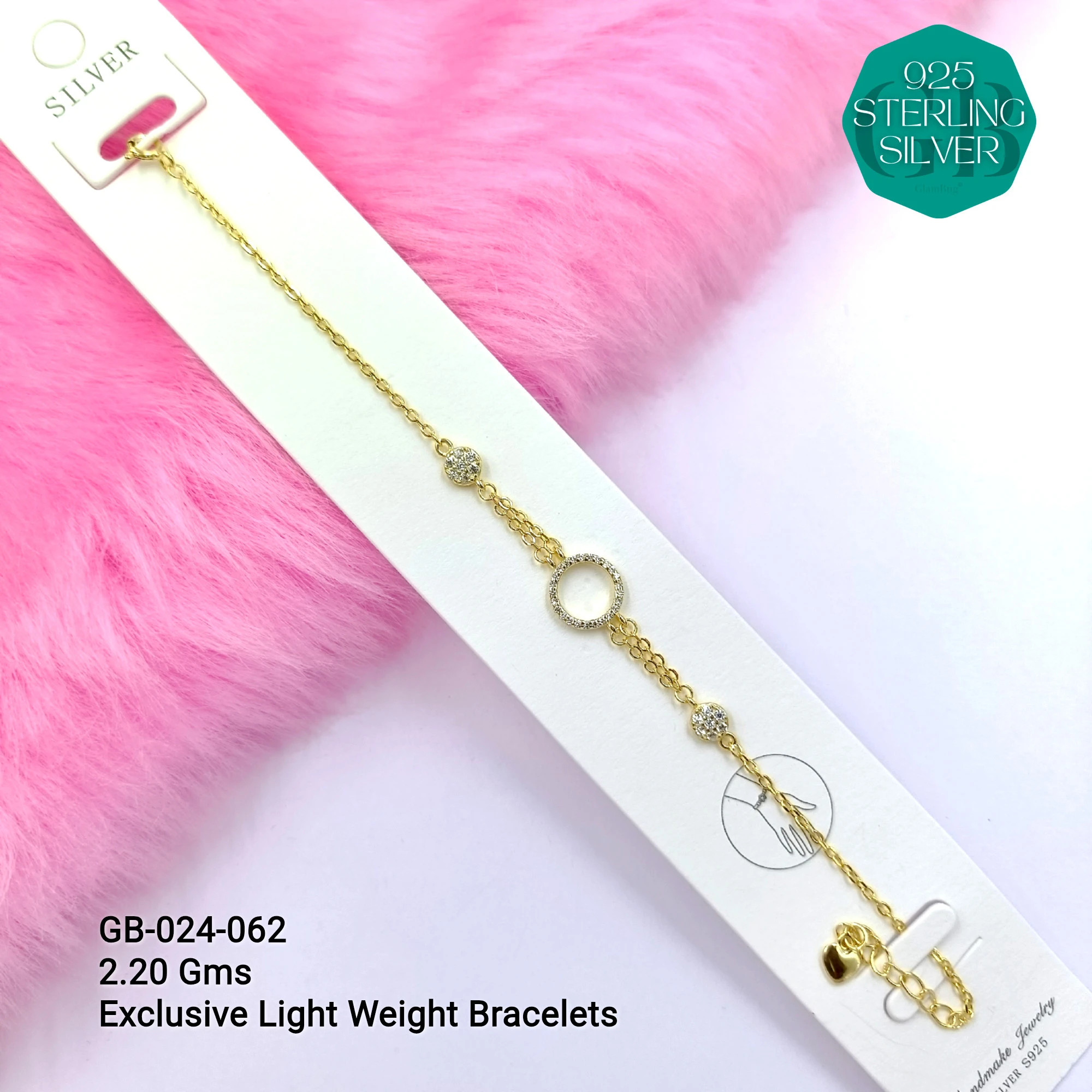 LUXURY ZIRCON EXCLUSIVE BRACELETS - Premium 925 Silver Jewellery - SKU: GB-024-062 - Hyderabad Silver Importers