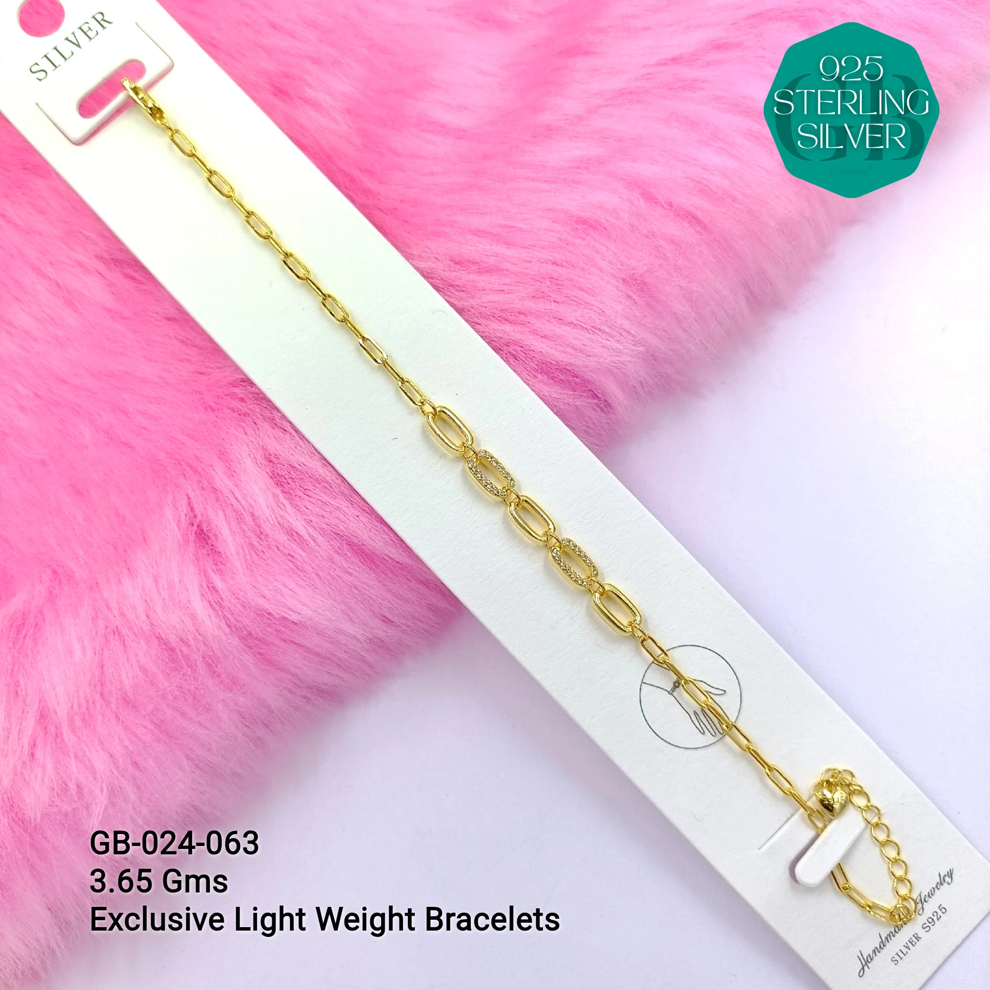 LUXURY ZIRCON EXCLUSIVE BRACELETS - Premium 925 Silver Jewellery - SKU: GB-024-063 - Hyderabad Silver Importers