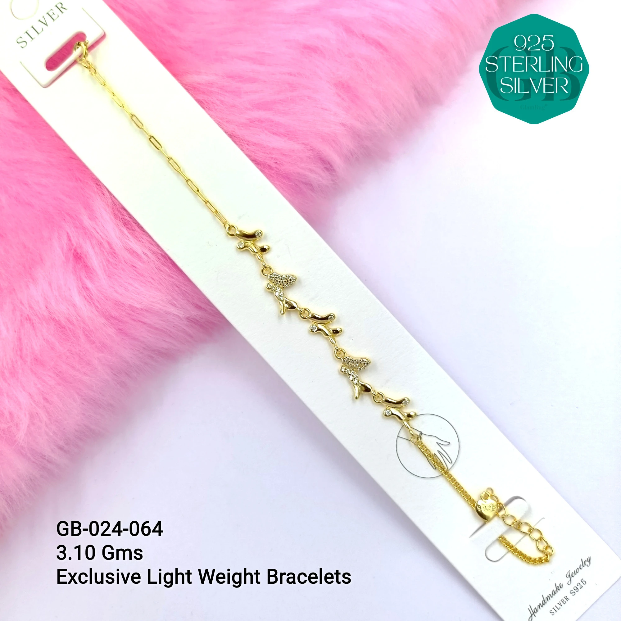 LUXURY ZIRCON EXCLUSIVE BRACELETS - Premium 925 Silver Jewellery - SKU: GB-024-064 - Hyderabad Silver Importers