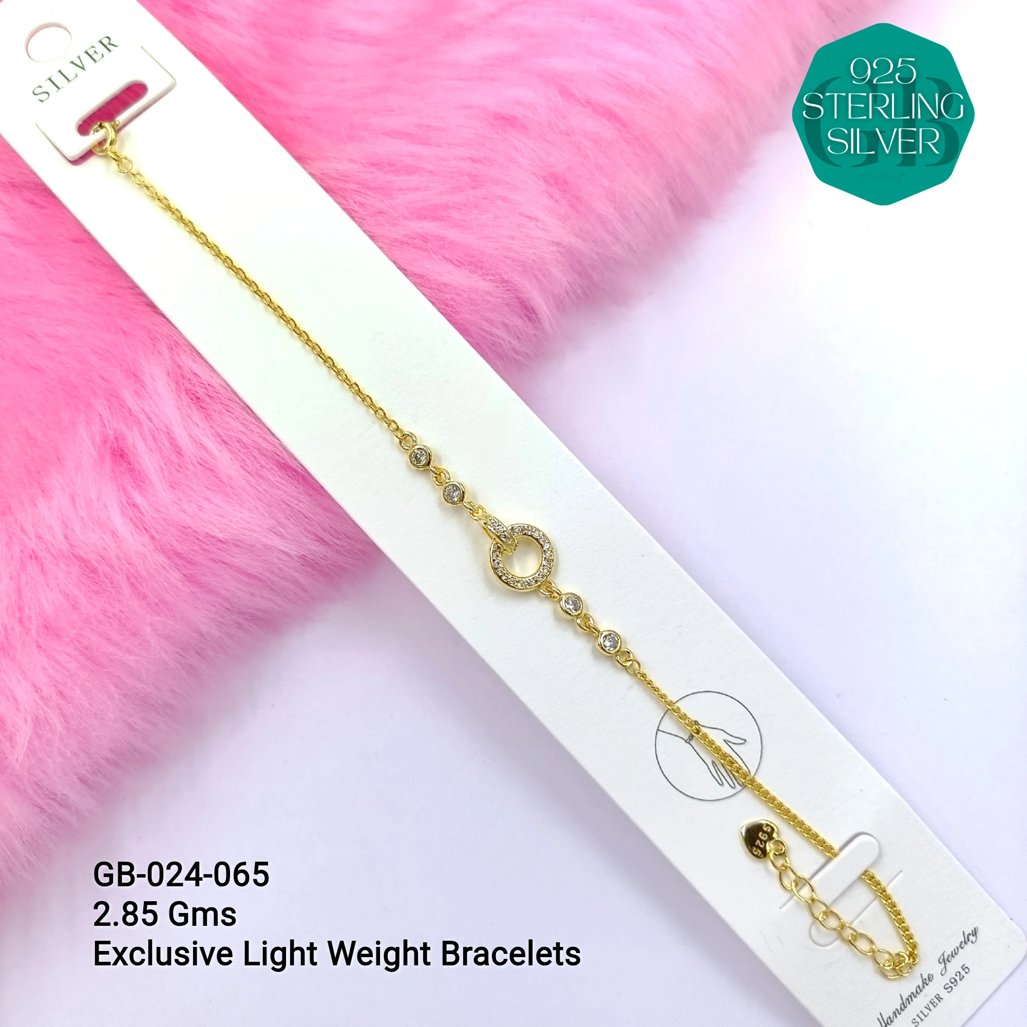 LUXURY ZIRCON EXCLUSIVE BRACELETS - Premium 925 Silver Jewellery - SKU: GB-024-065 - Hyderabad Silver Importers